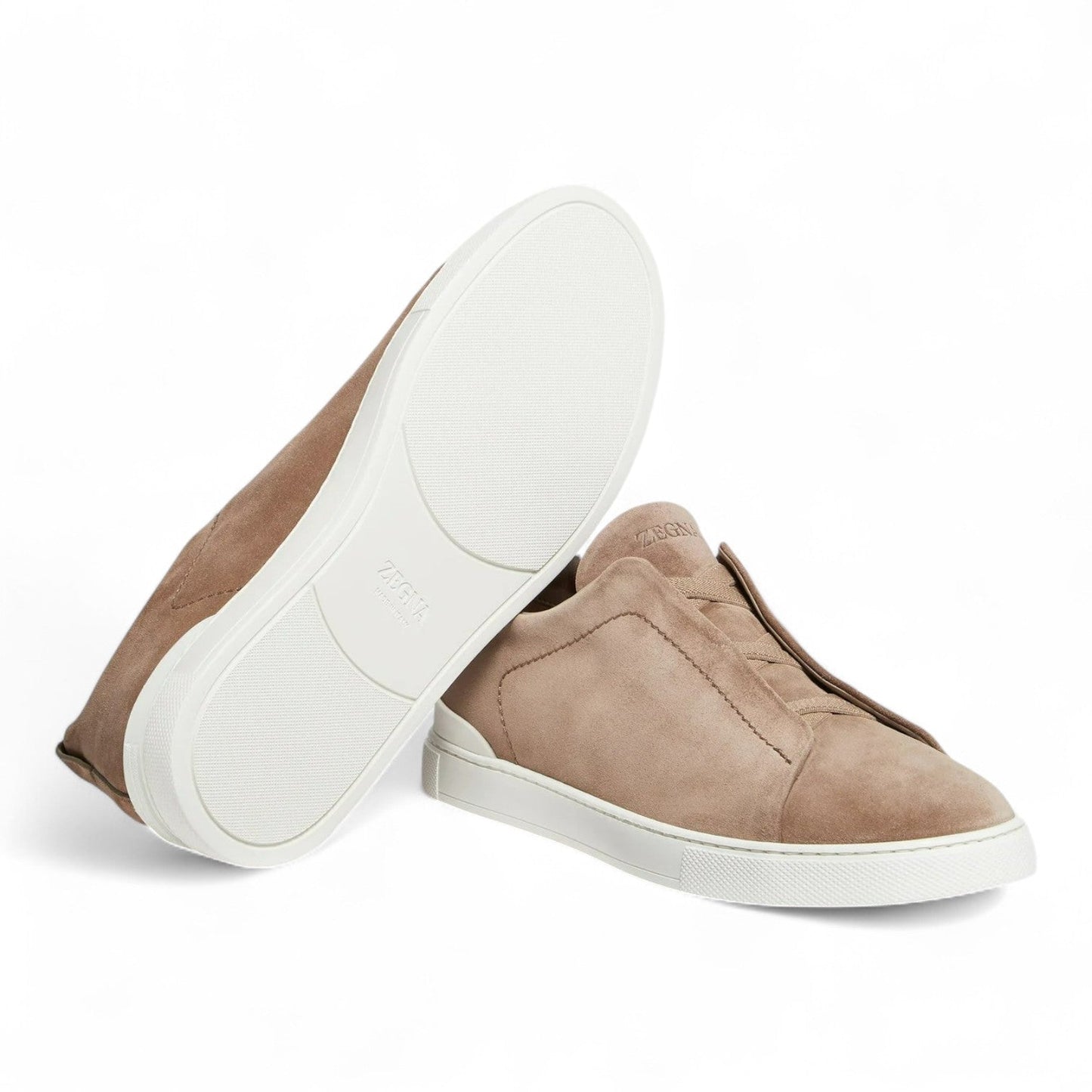 ZEGNA BEIGE SUEDE TRIPLE STITCH MEN SNEAKERS