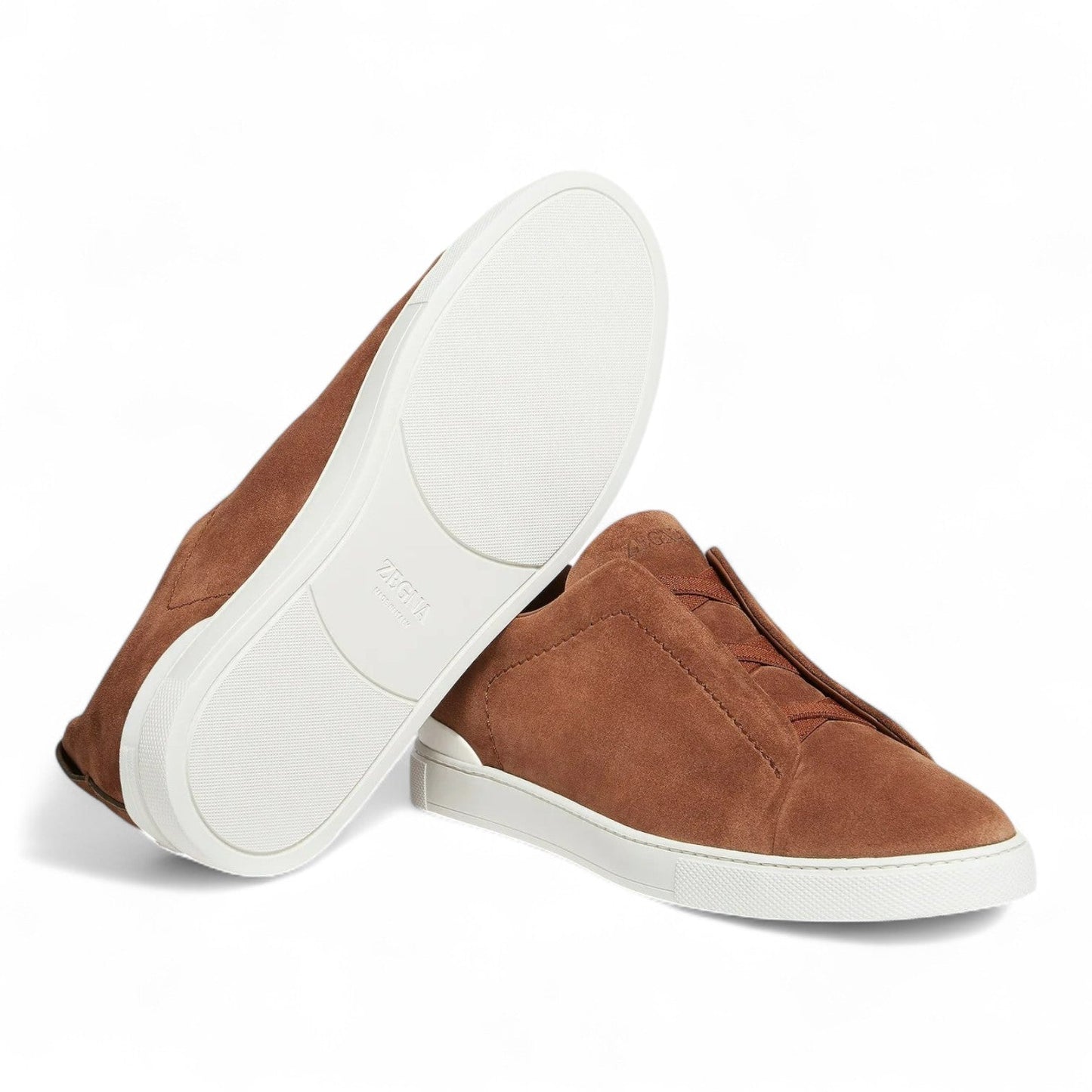 ZEGNA TOBACCO SUEDE TRIPLE STITCH MEN SNEAKERS