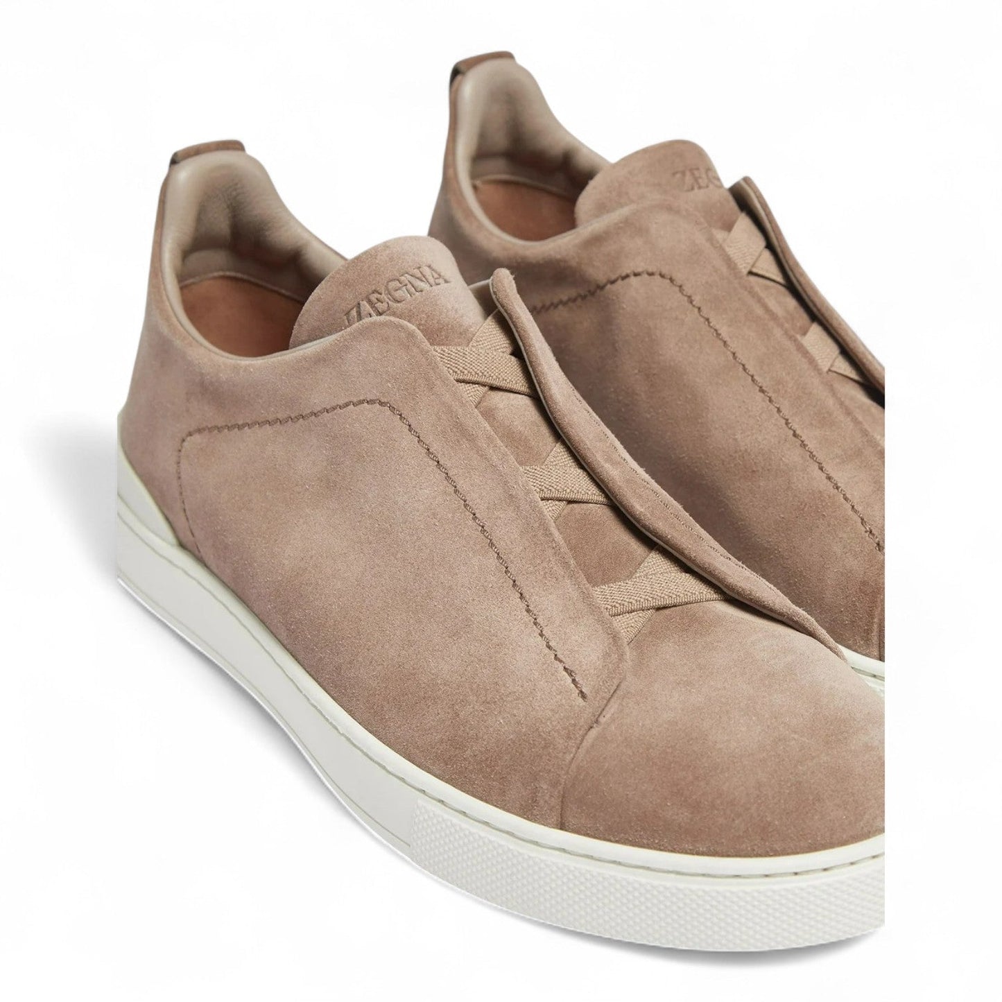 ZEGNA BEIGE SUEDE TRIPLE STITCH MEN SNEAKERS