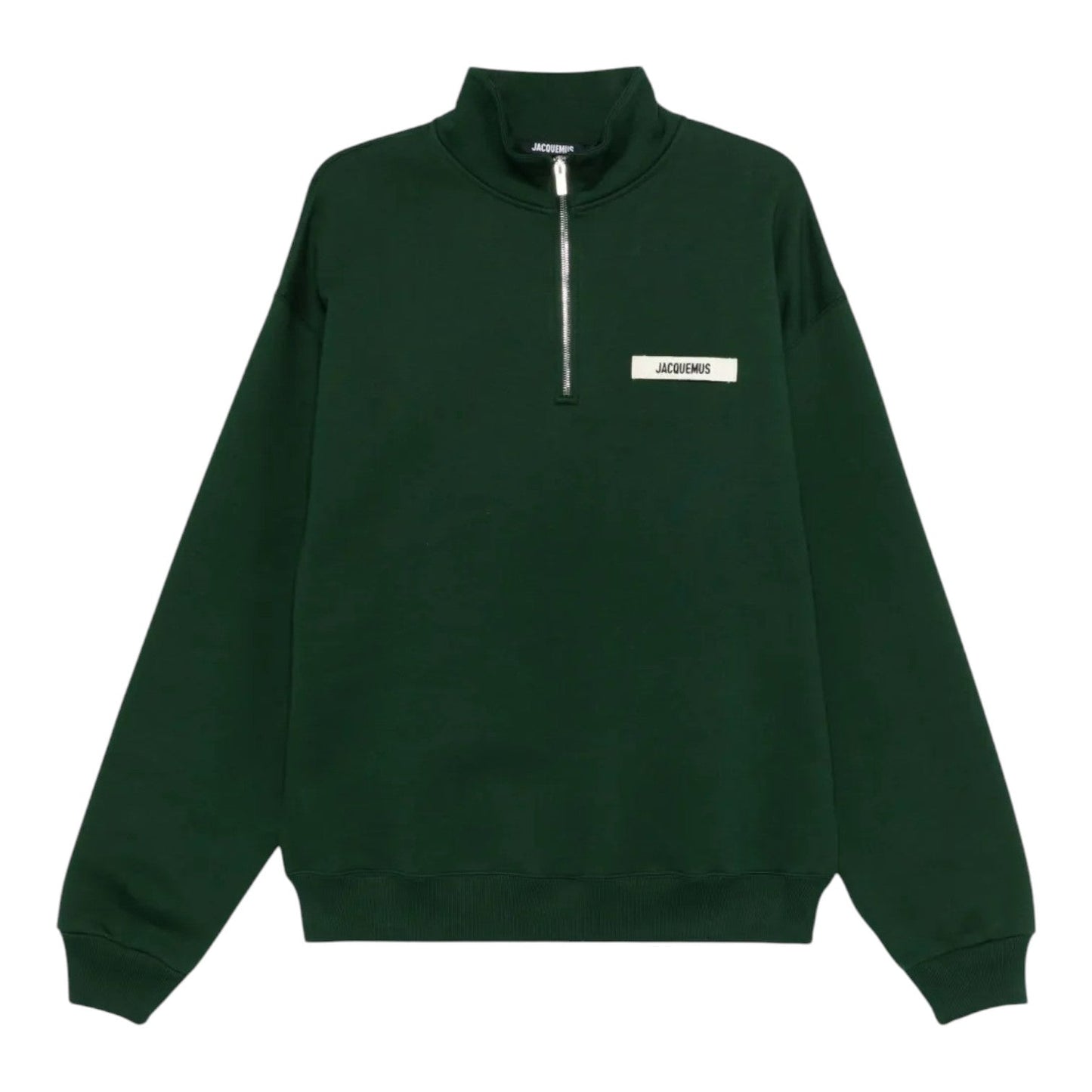 JACQUEMUS THE GROS GRAIN ZIPPED-ROLLNECK GREEN SWEATSHIRT