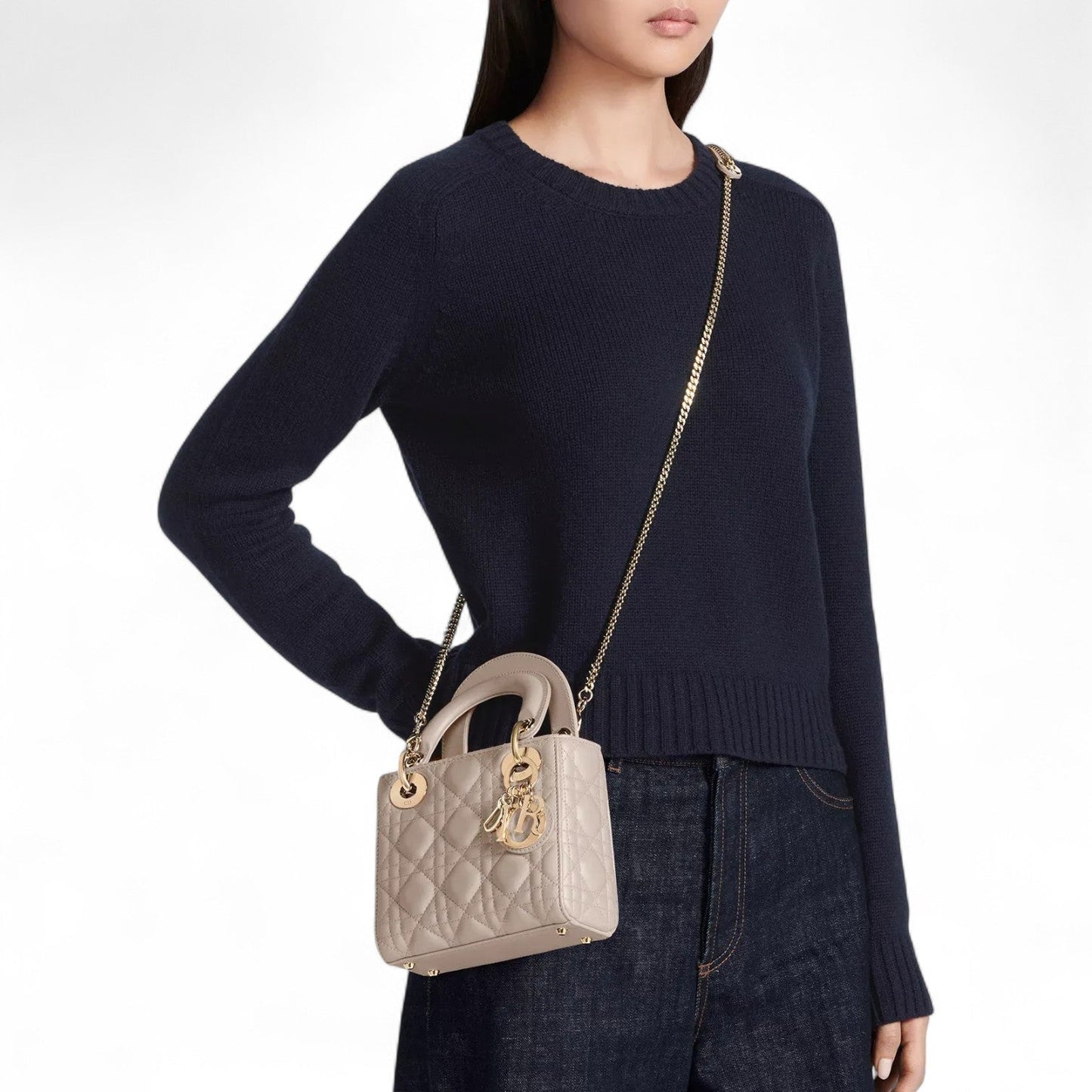 DIOR MINI LADY GOLD BAG