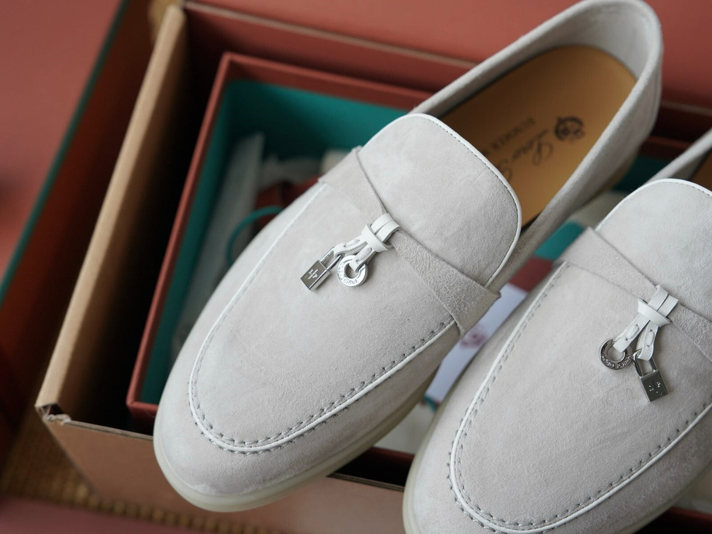 LORO PIANA GREY WOMEN LOAFER