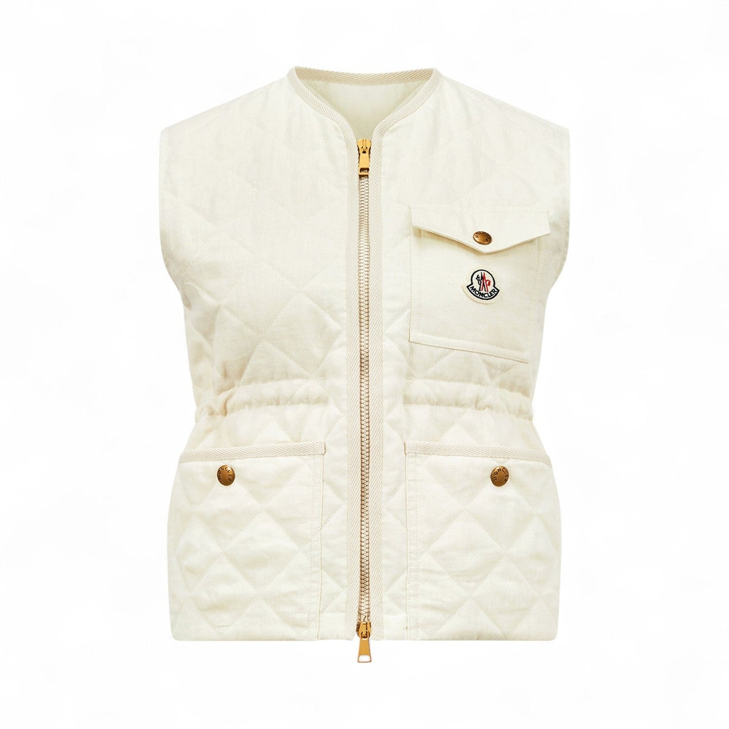 MONCLER VIGNY QUILTED LINEN WOMEN WHITE VEST