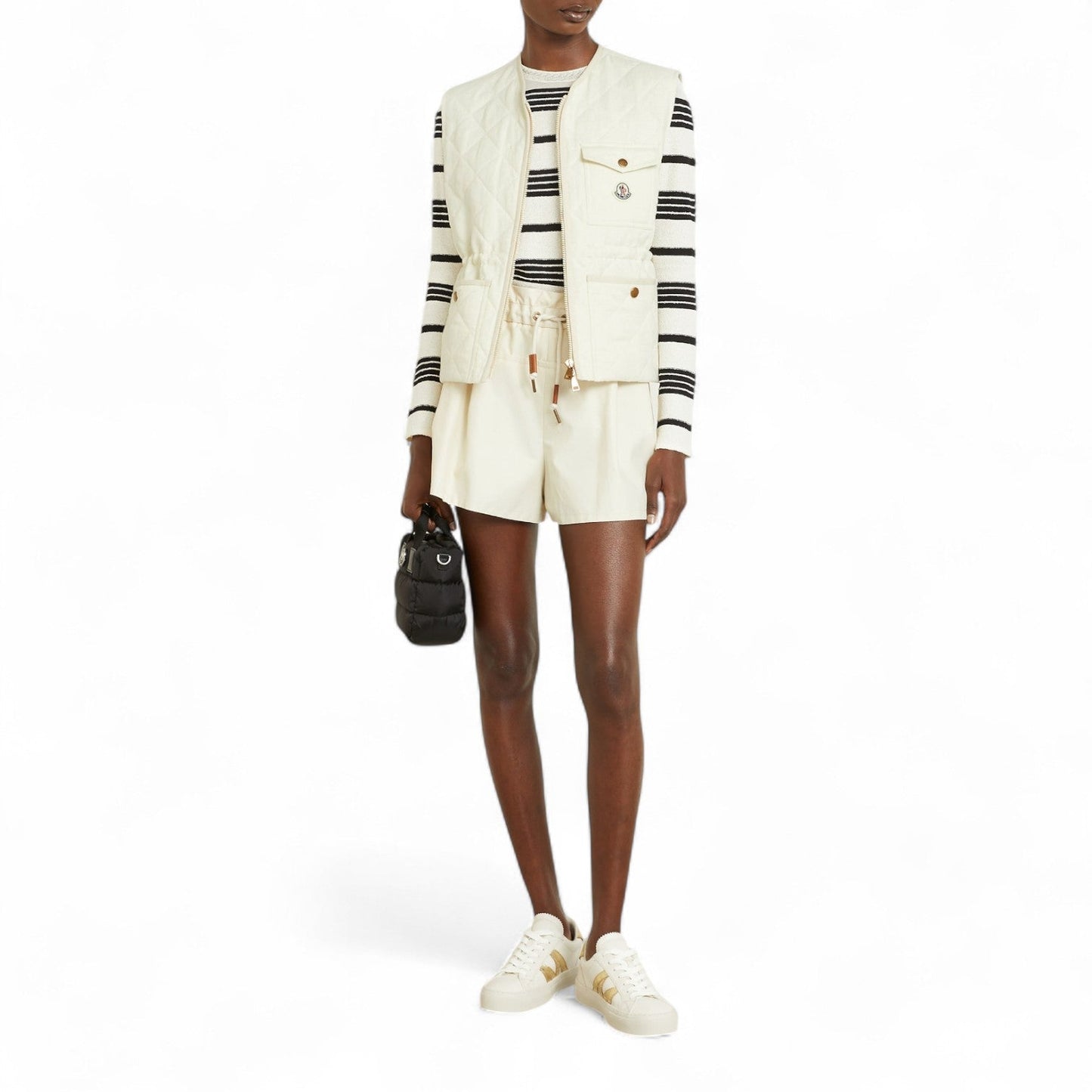 MONCLER VIGNY QUILTED LINEN WOMEN WHITE VEST