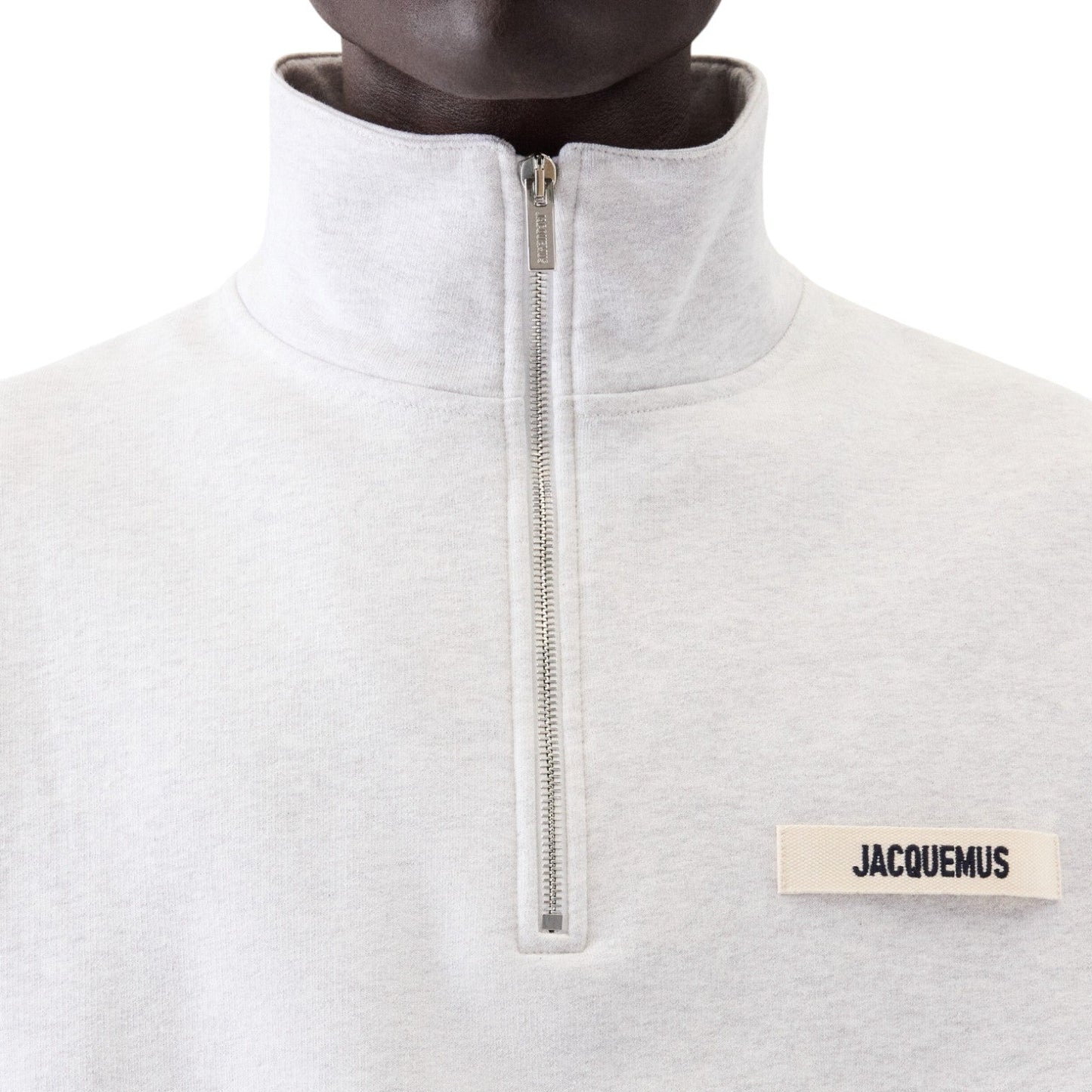 JACQUEMUS THE GROS GRAIN ZIPPED-ROLLNECK GREY SWEATSHIRT