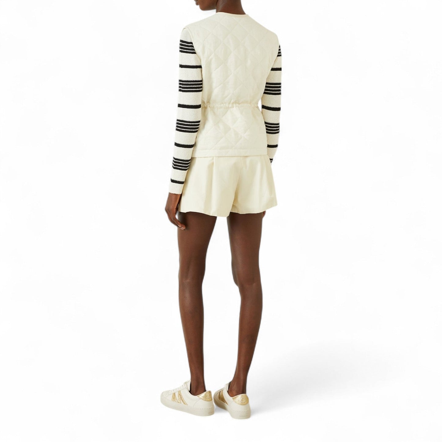 MONCLER VIGNY QUILTED LINEN WOMEN WHITE VEST