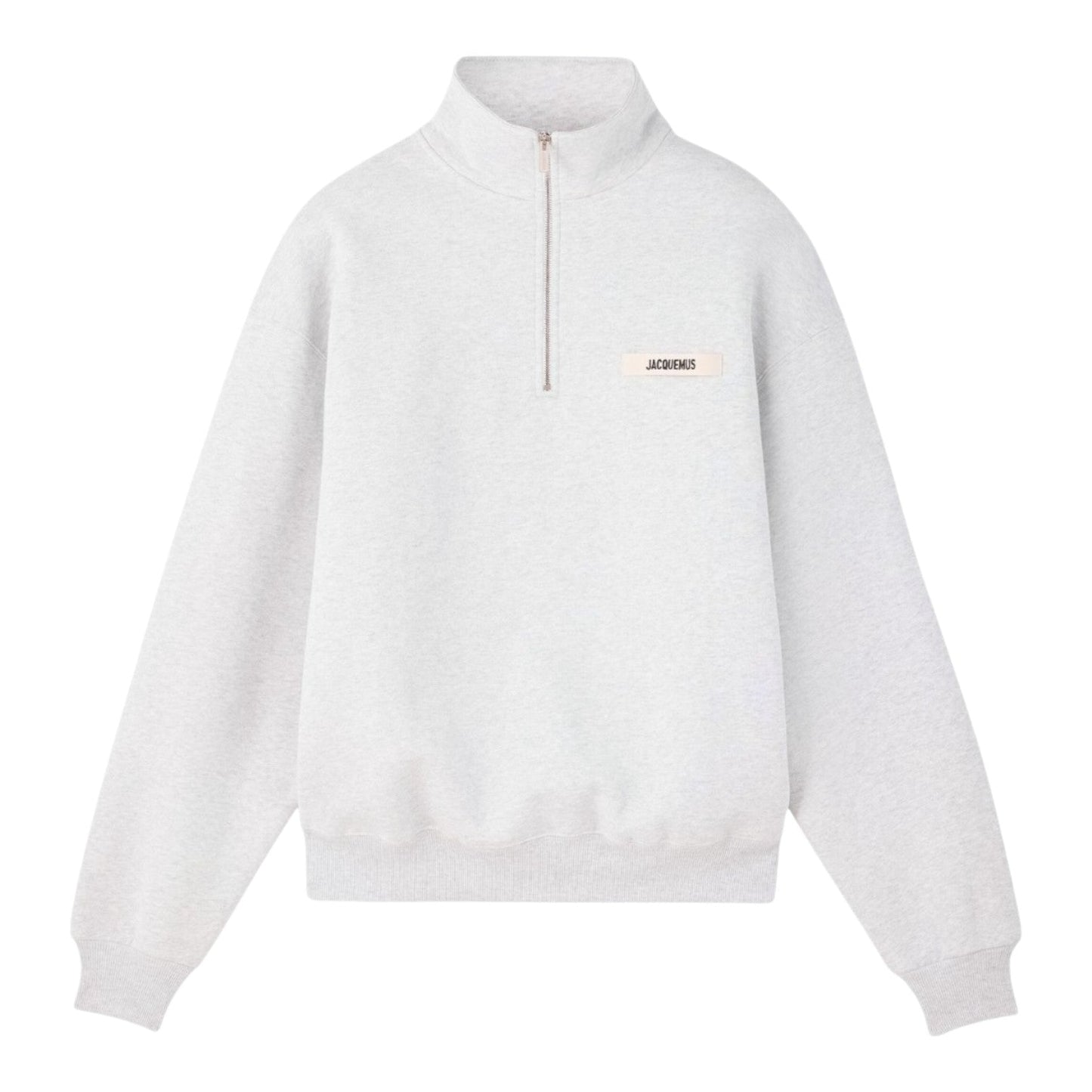 JACQUEMUS THE GROS GRAIN ZIPPED-ROLLNECK GREY SWEATSHIRT
