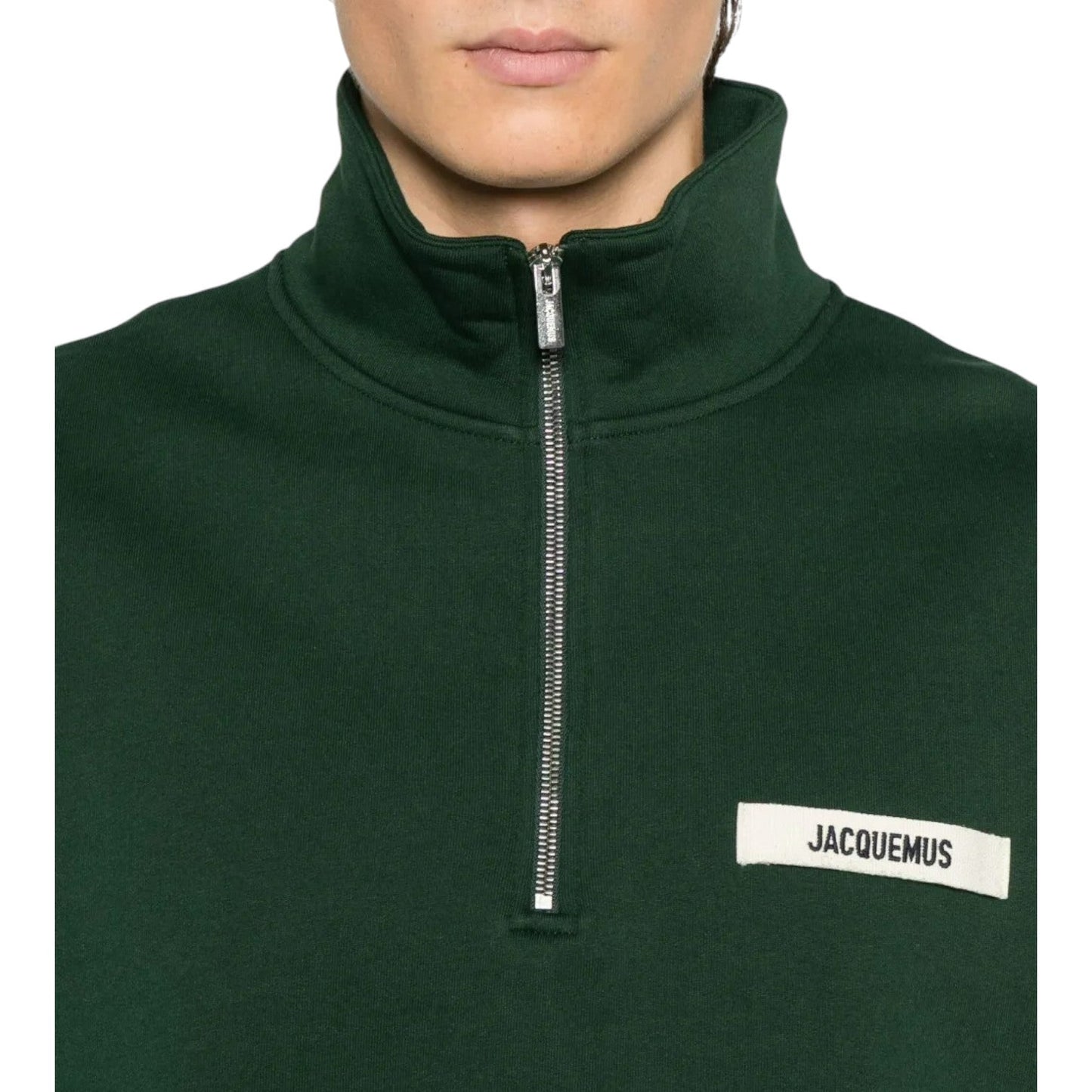 JACQUEMUS THE GROS GRAIN ZIPPED-ROLLNECK GREEN SWEATSHIRT