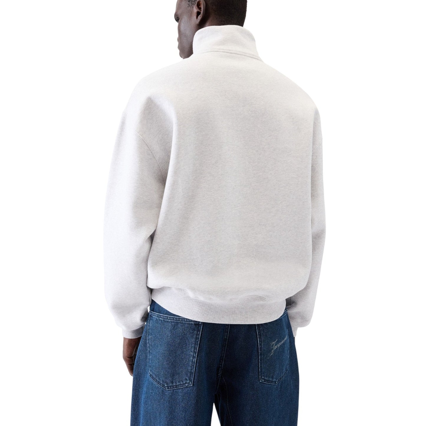 JACQUEMUS THE GROS GRAIN ZIPPED-ROLLNECK GREY SWEATSHIRT