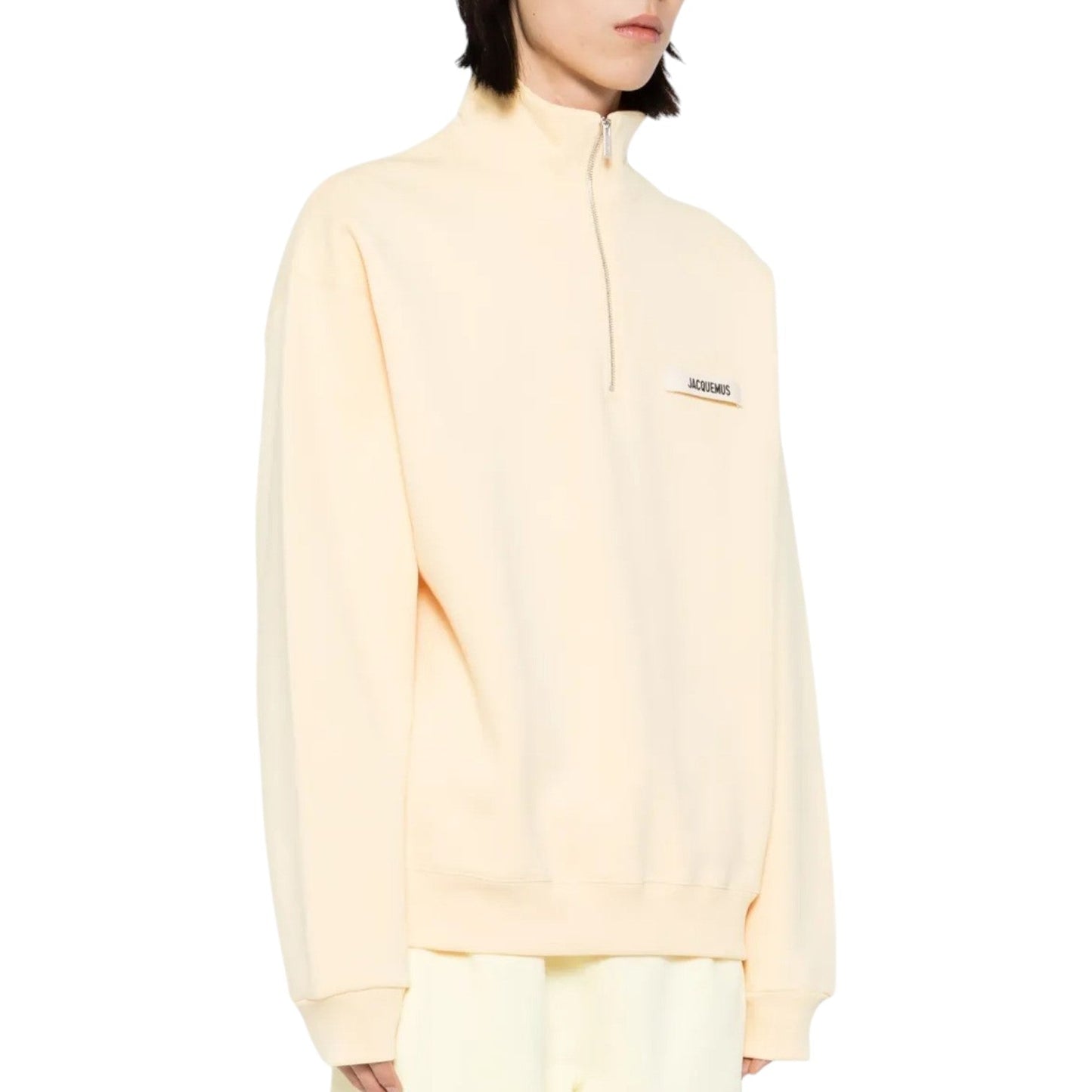 JACQUEMUS THE GROS GRAIN ZIPPED-ROLLNECK BEIGE SWEATSHIRT