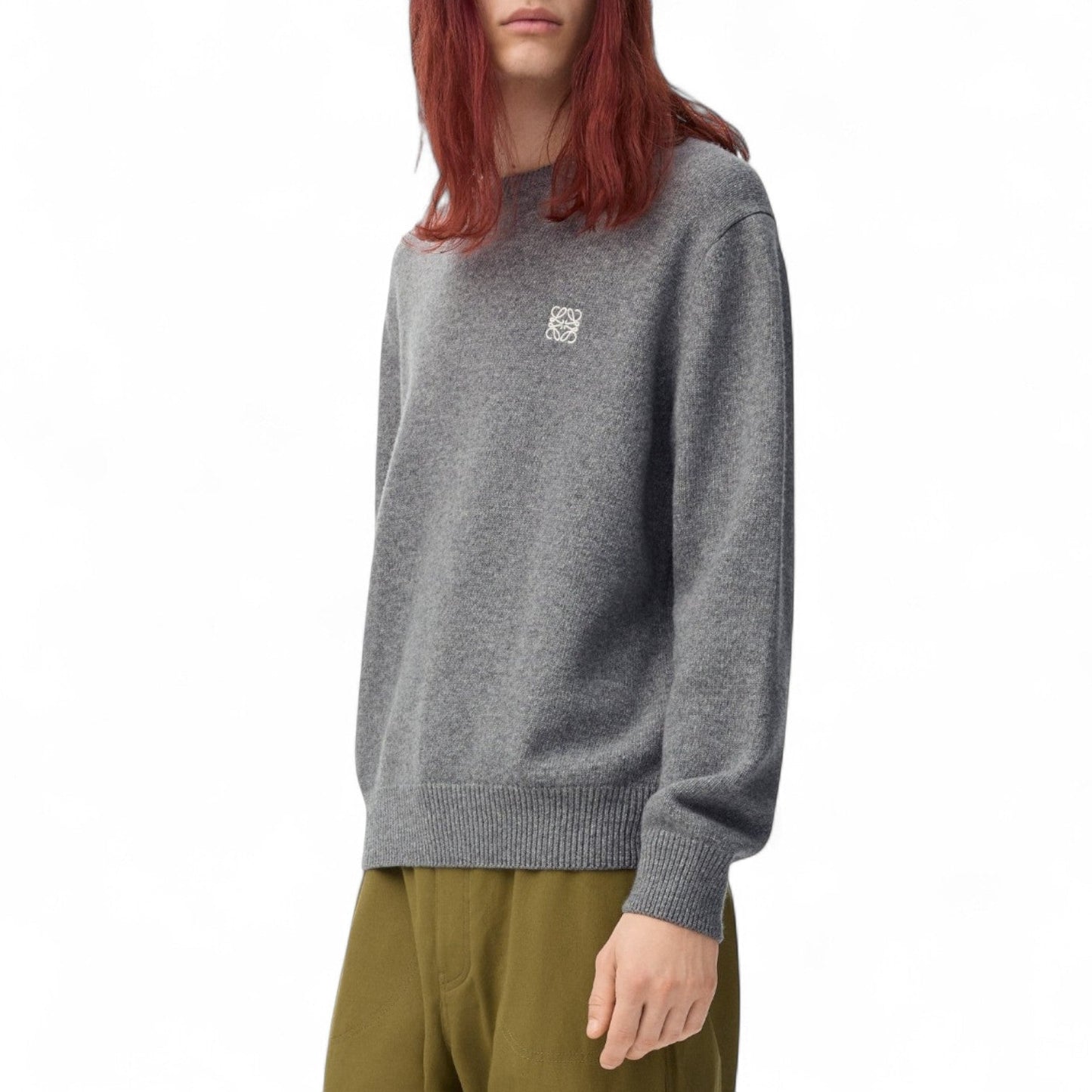 LOEWE JERSEY STICH WOOL MEN GREY SWEATSHIRT