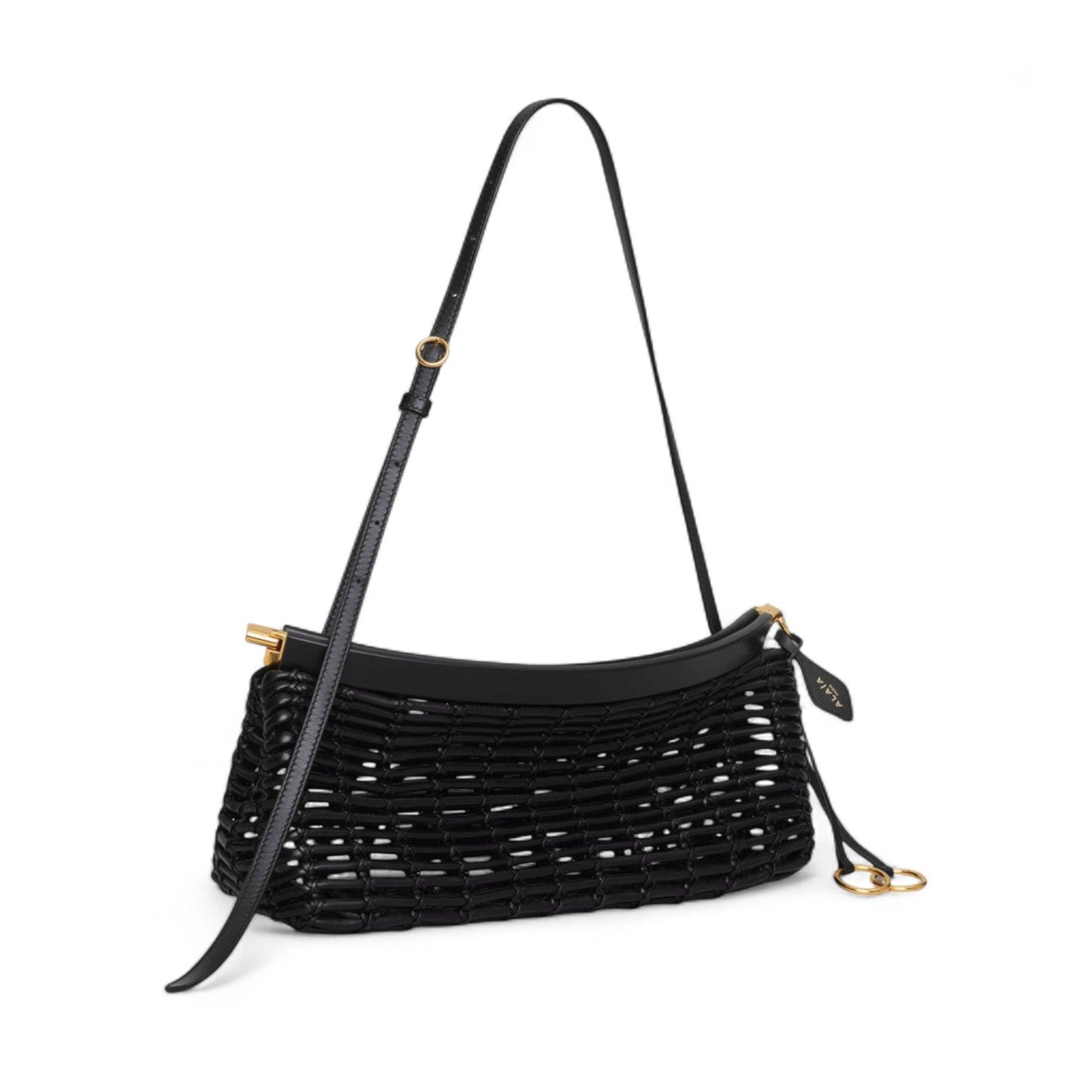 ALAÏA LE CLICK EAST WEST MEDIUM IN BRAIDED CALFSKIN BLACK BAG