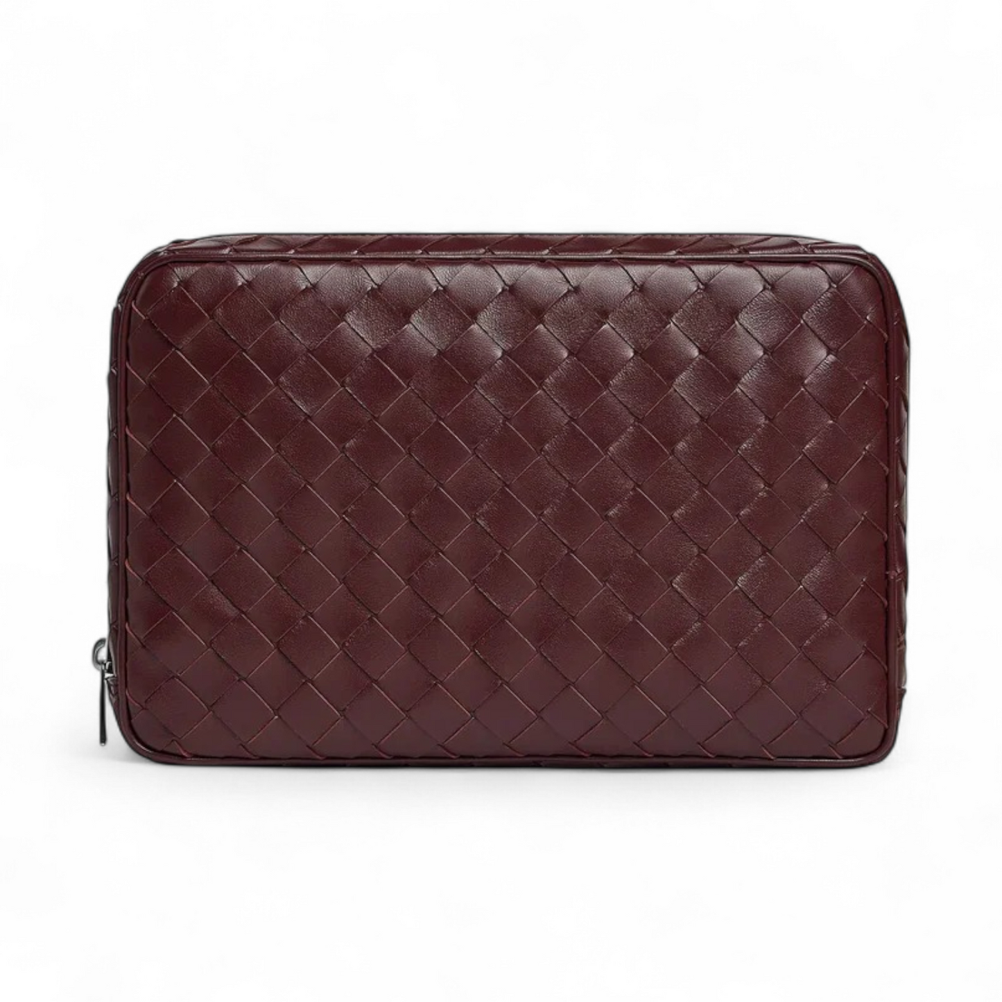 BOTTEGA VENETA INTRECCIATO MEDIUM MADDER BROWN ZIPPED ORGANIZING POUCH