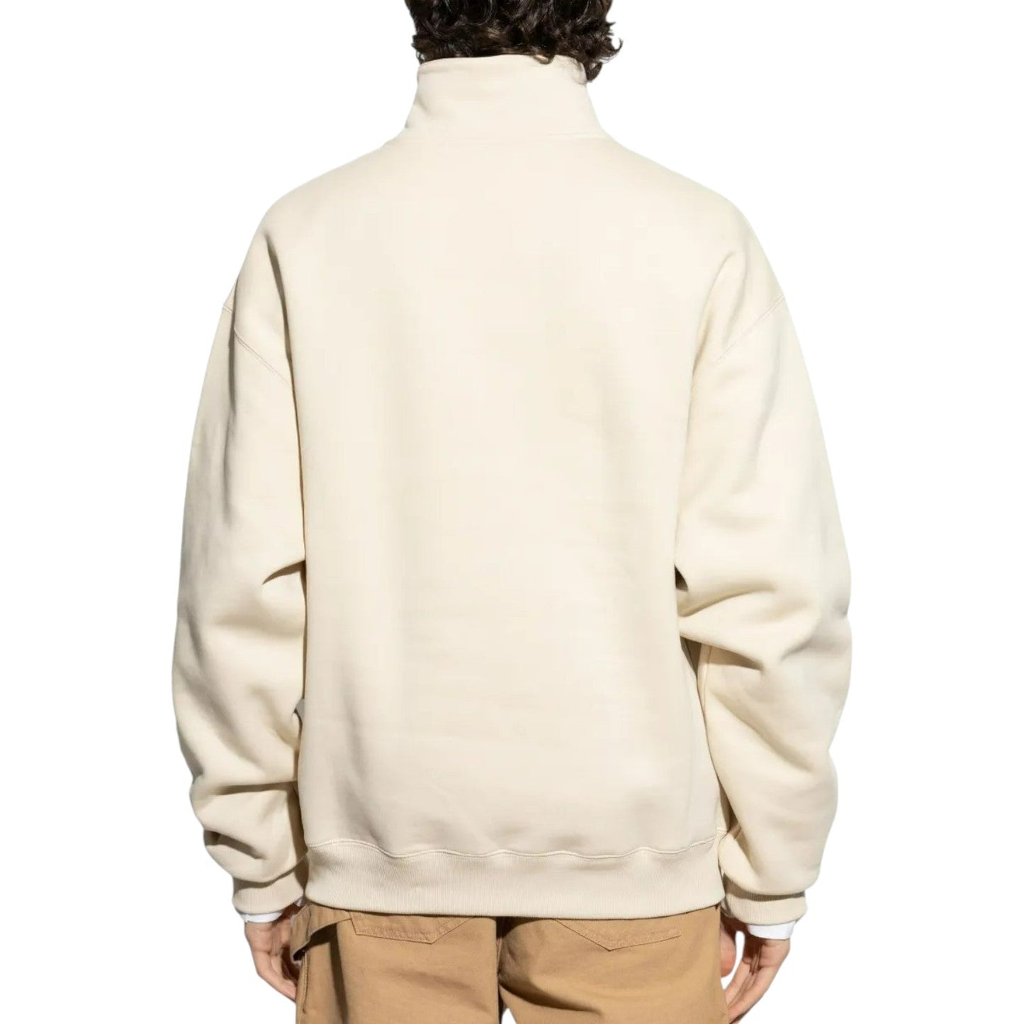 JACQUEMUS THE GROS GRAIN ZIPPED-ROLLNECK LIGHT BEIGE SWEATSHIRT