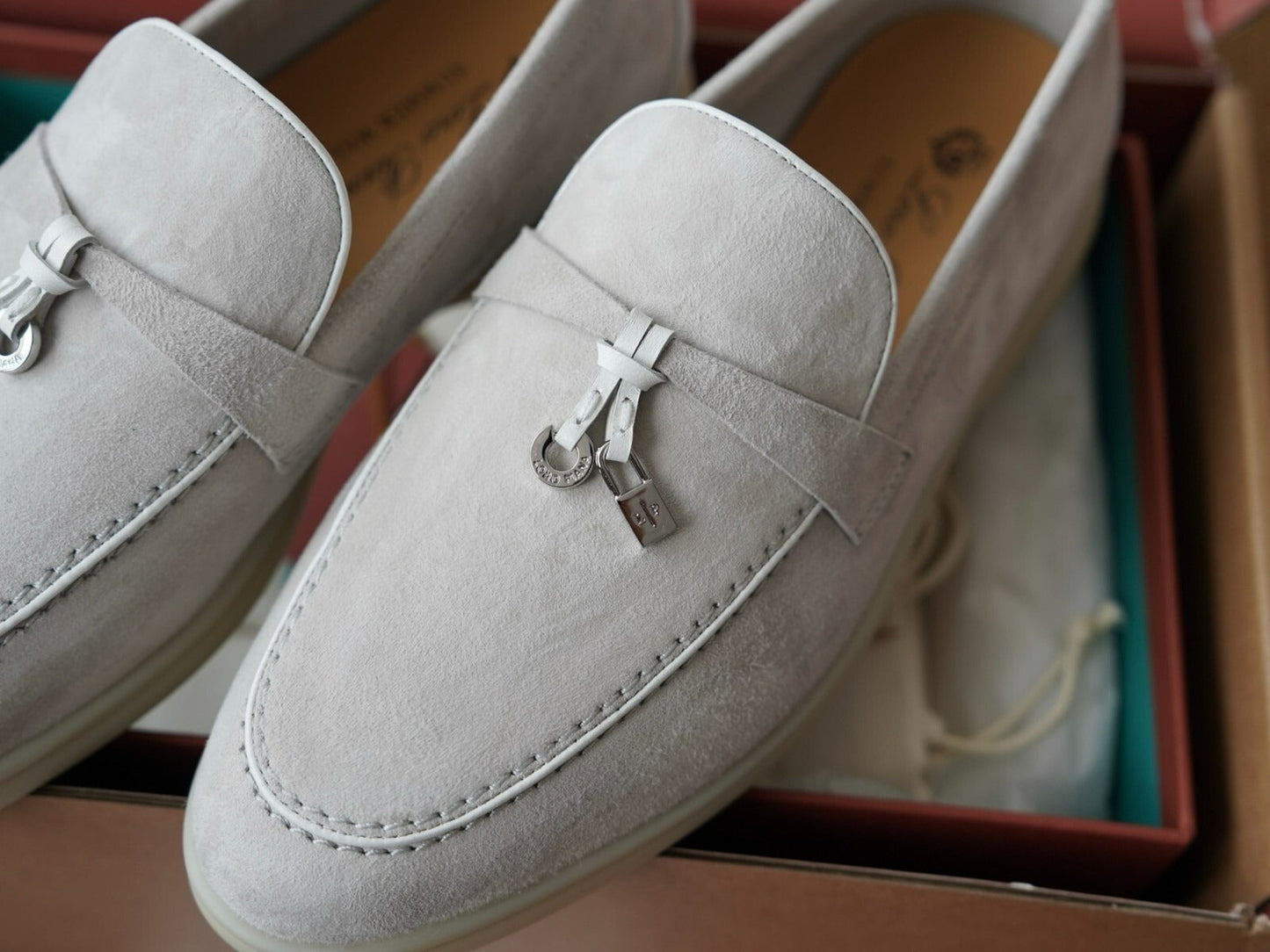 LORO PIANA GREY WOMEN LOAFER