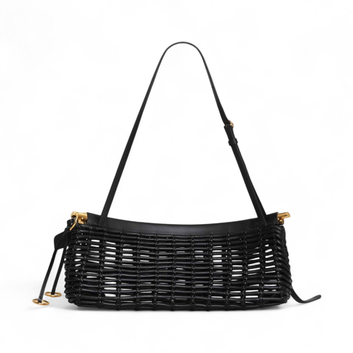ALAÏA LE CLICK EAST WEST MEDIUM IN BRAIDED CALFSKIN BLACK BAG