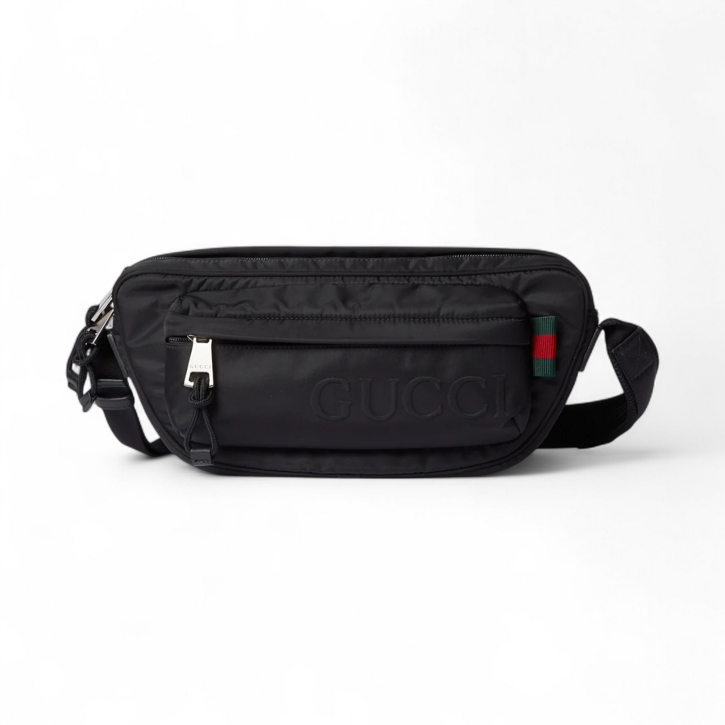 GUCCI SMALL CROSSBODY WITH GUCCI LOGO BLACK BAG