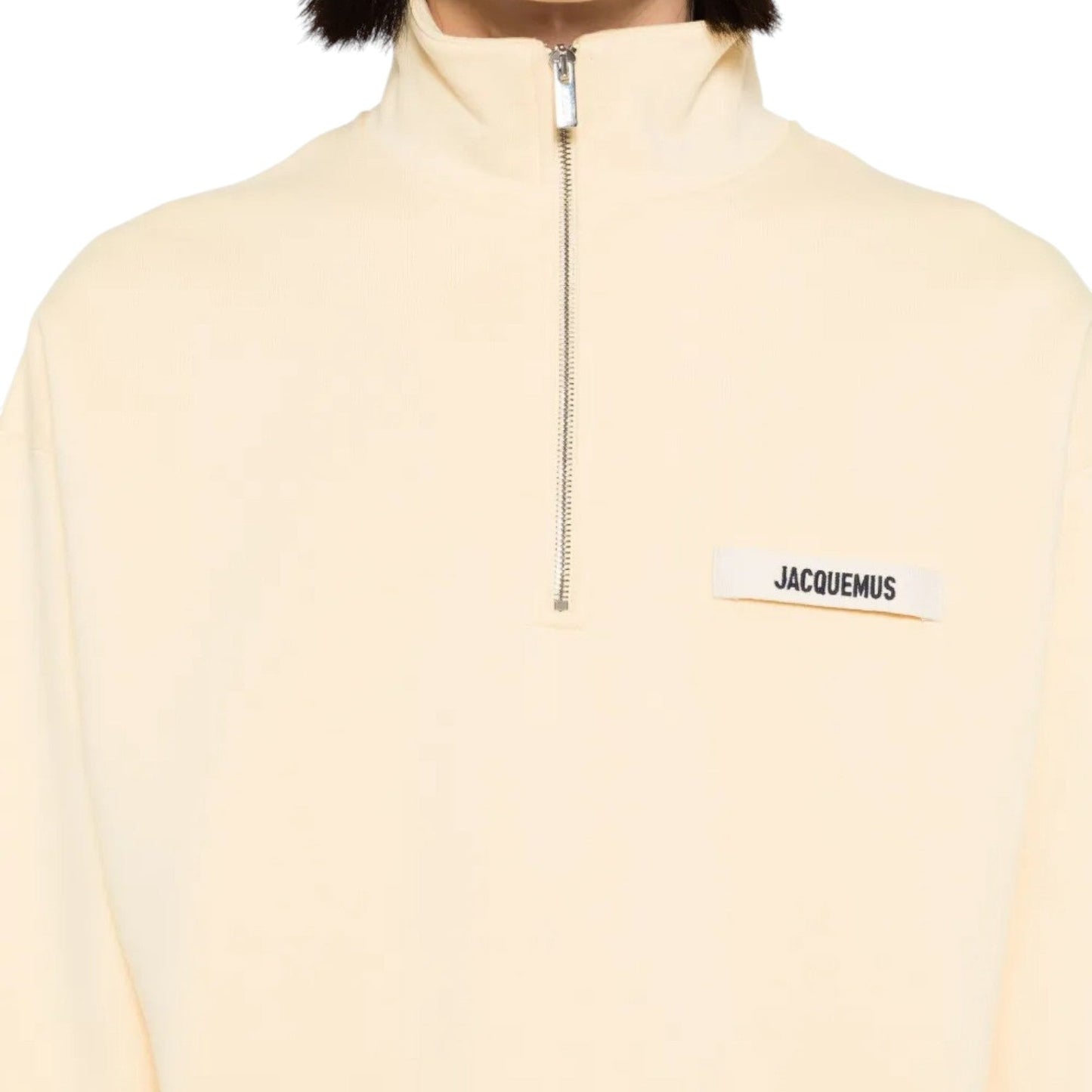 JACQUEMUS THE GROS GRAIN ZIPPED-ROLLNECK BEIGE SWEATSHIRT