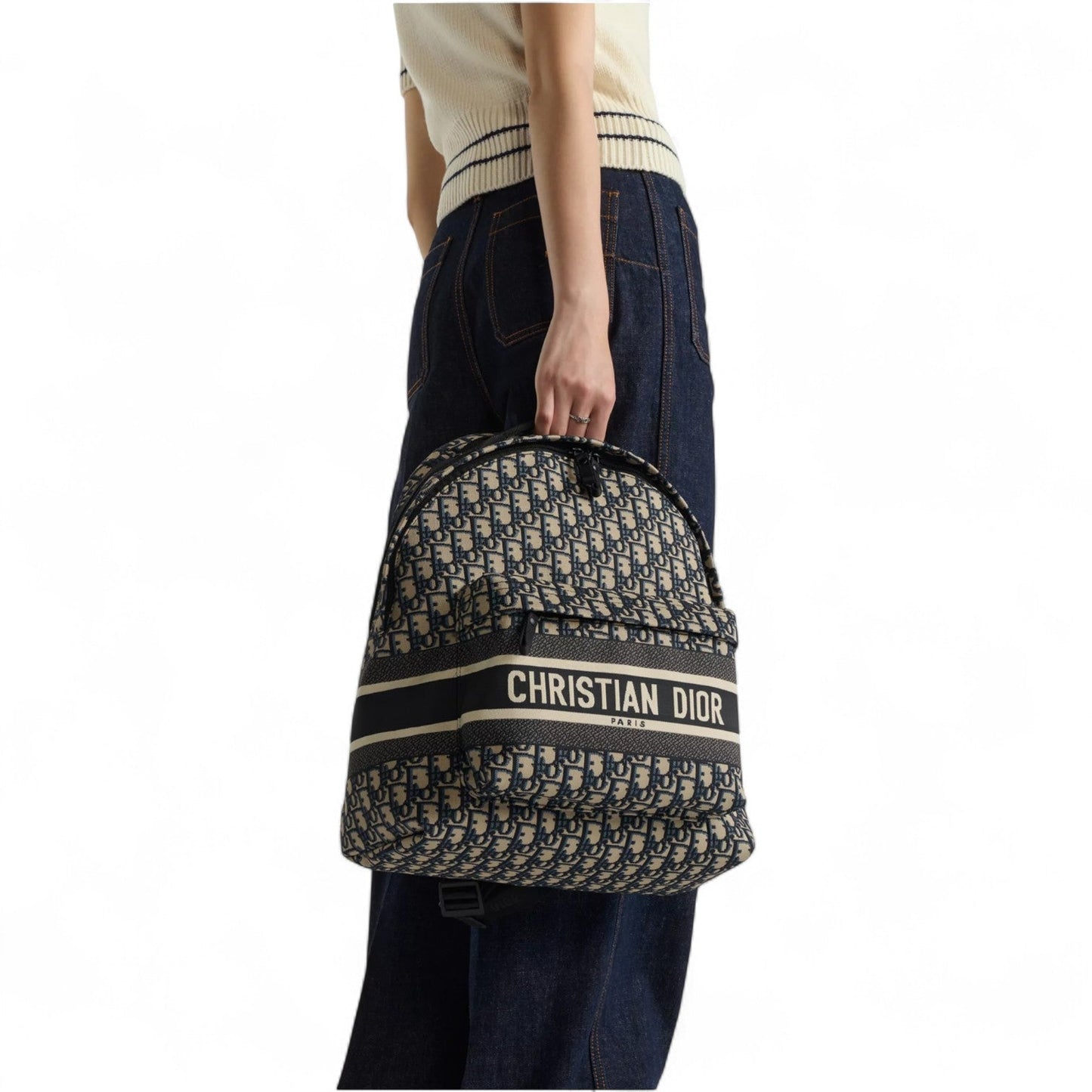 DIOR TRAVEL BLUE OBLIQUE JACQUARD BACKPACK