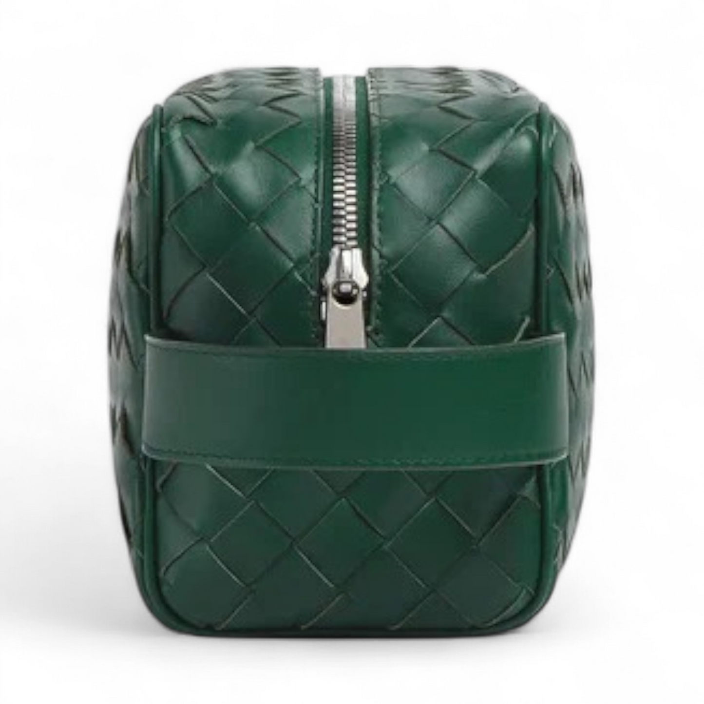 BOTTEGA VENETA INTRECCIATO EMERALED GREEN TRAVEL POUCH