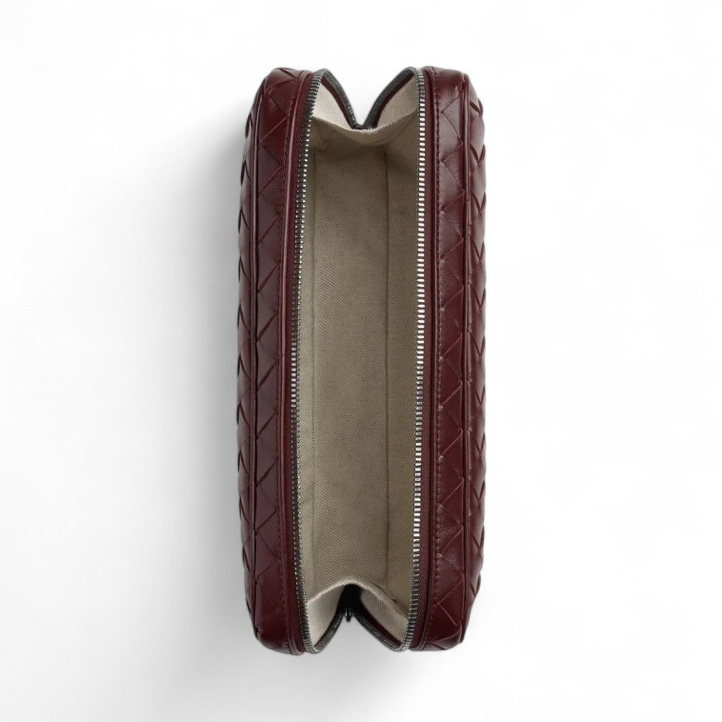 BOTTEGA VENETA INTRECCIATO MEDIUM MADDER BROWN ZIPPED ORGANIZING POUCH