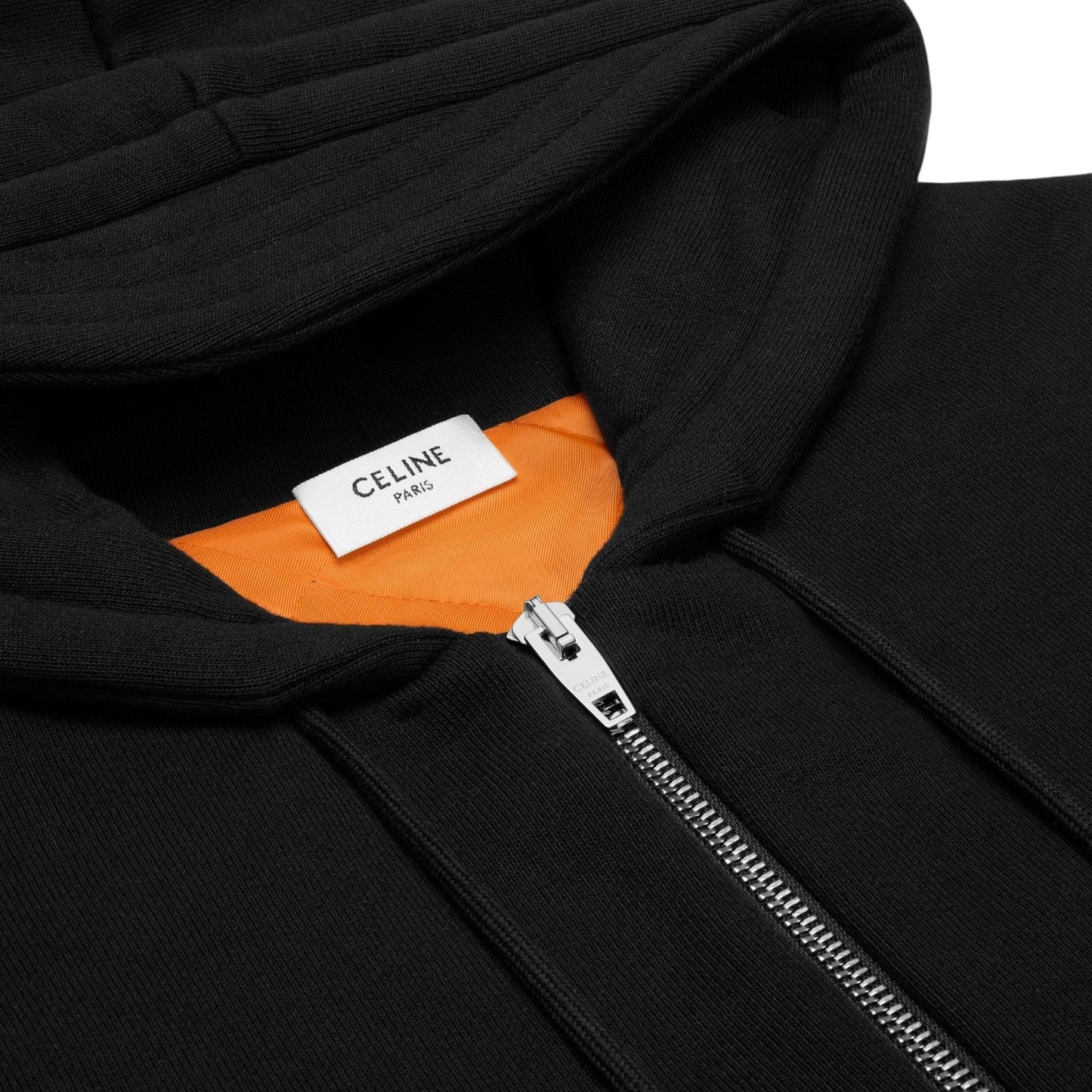 CELINE ZIPPED QUILTED COTTON FLEECE HOODED JACKET