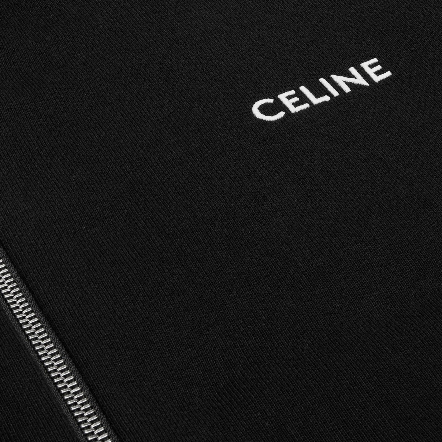 CELINE ZIPPED QUILTED COTTON FLEECE HOODED JACKET