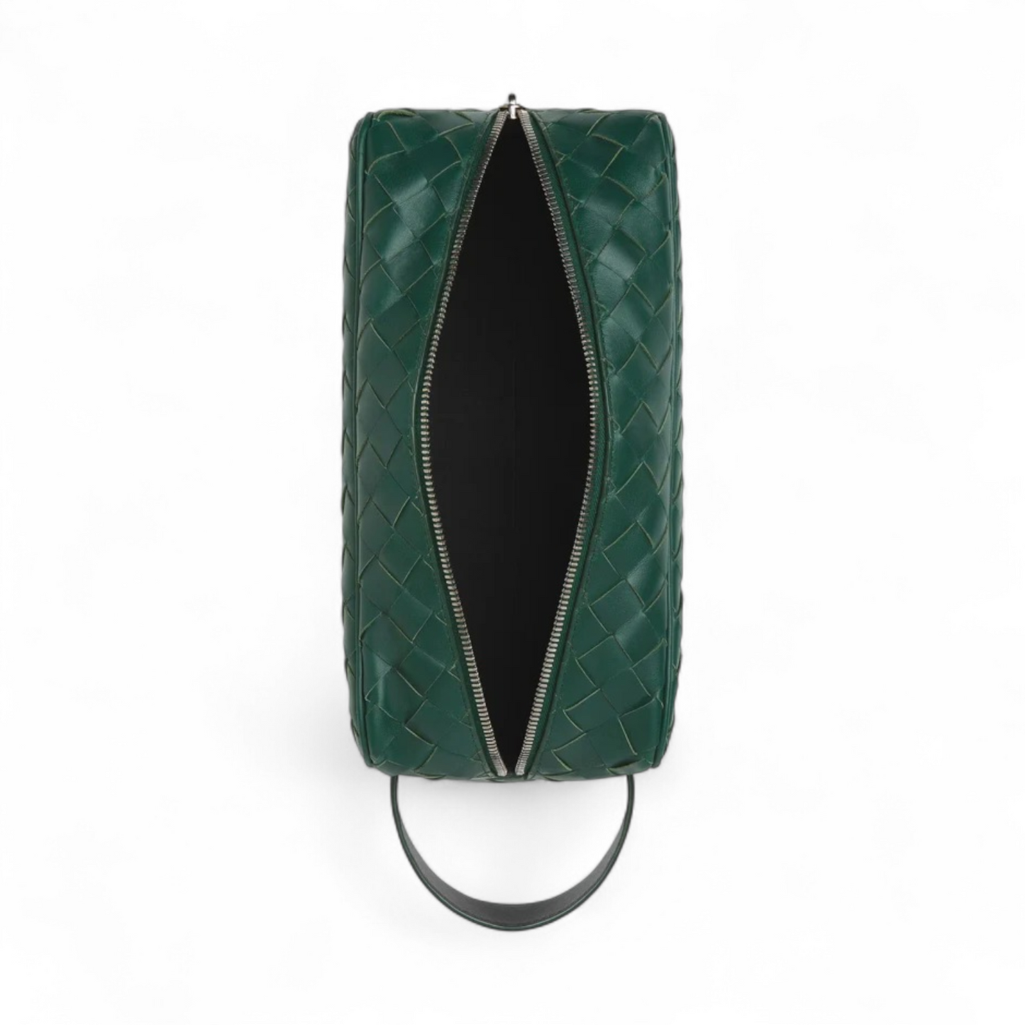 BOTTEGA VENETA INTRECCIATO EMERALED GREEN TRAVEL POUCH