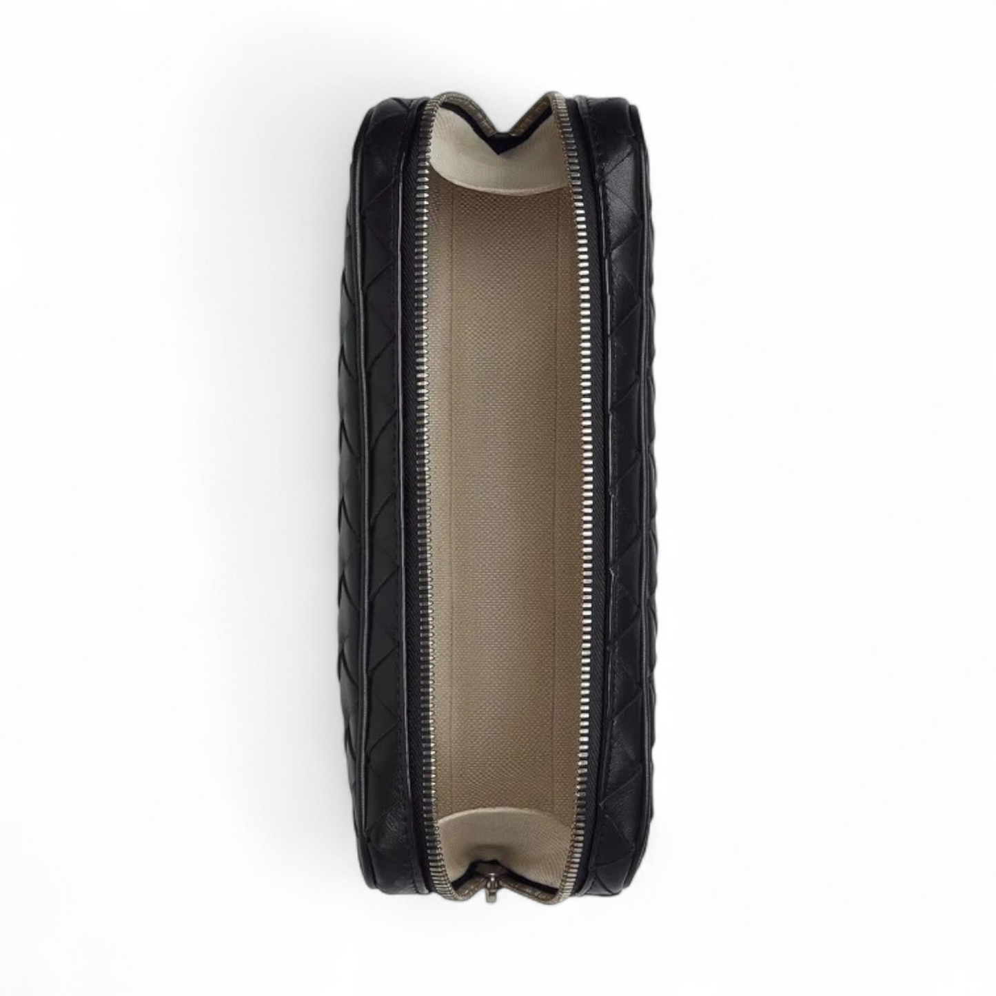 BOTTEGA VENETA INTRECCIATO MEDIUM BLACK ZIPPED ORGANIZING POUCH