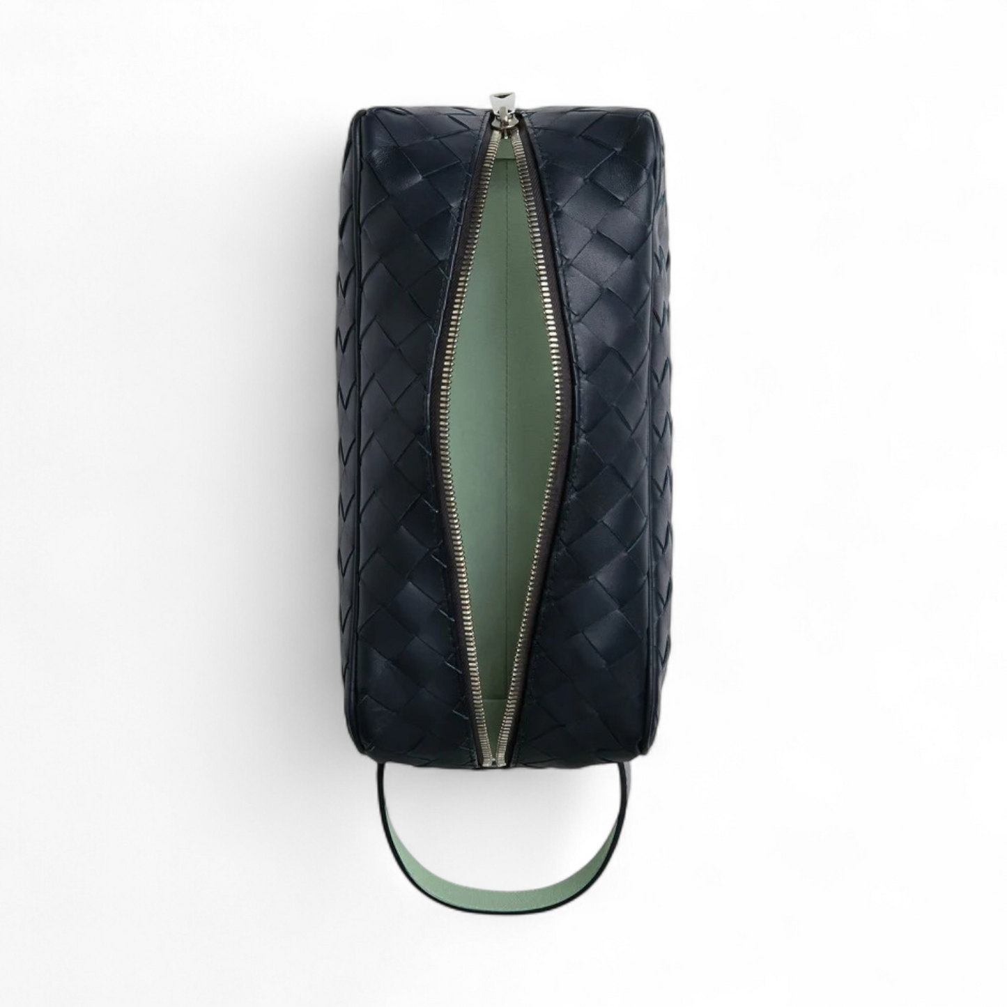 BOTTEGA VENETA INTRECCIATO SPACE DARK BLUE TRAVEL POUCH