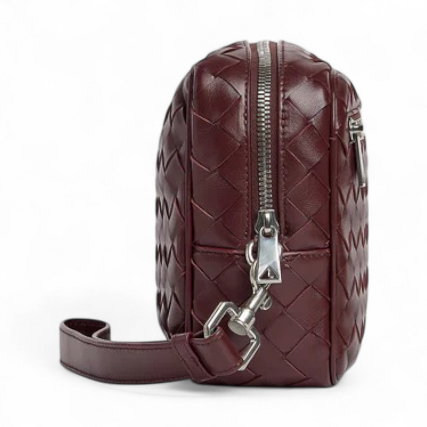 BOTTEGA VENETA INTRECCIATO MADDER BROWN POUCH WITH WRISTLET