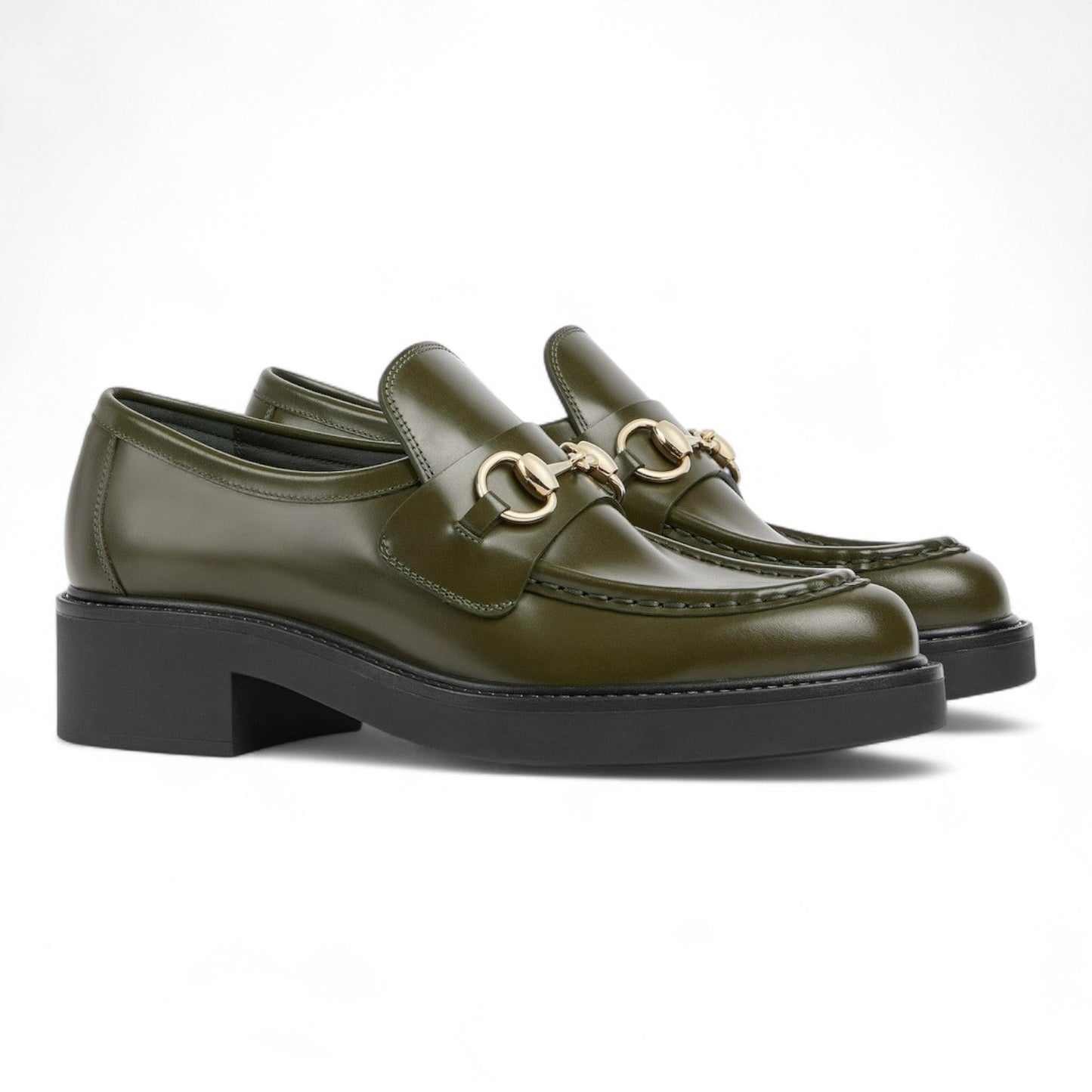 GUCCI WOMEN'S GREEN LOAFER WITH HORSEBIT