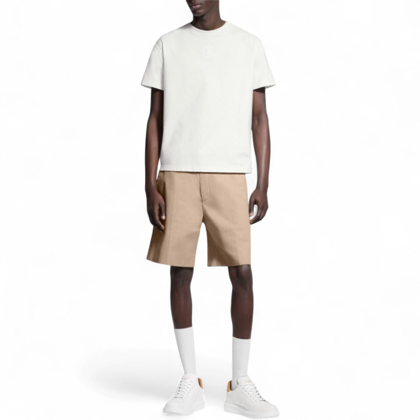 LOUIS VUITTON EMBOSSED LV COTTON WHITE T-SHIRT