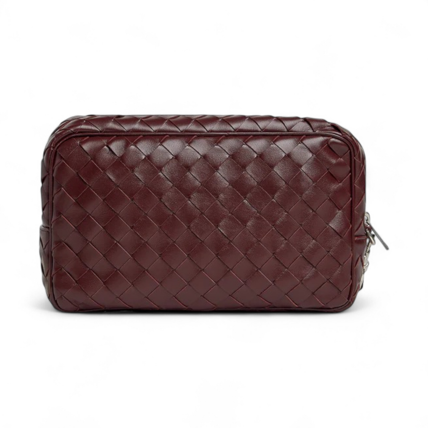 BOTTEGA VENETA INTRECCIATO MADDER BROWN POUCH WITH WRISTLET