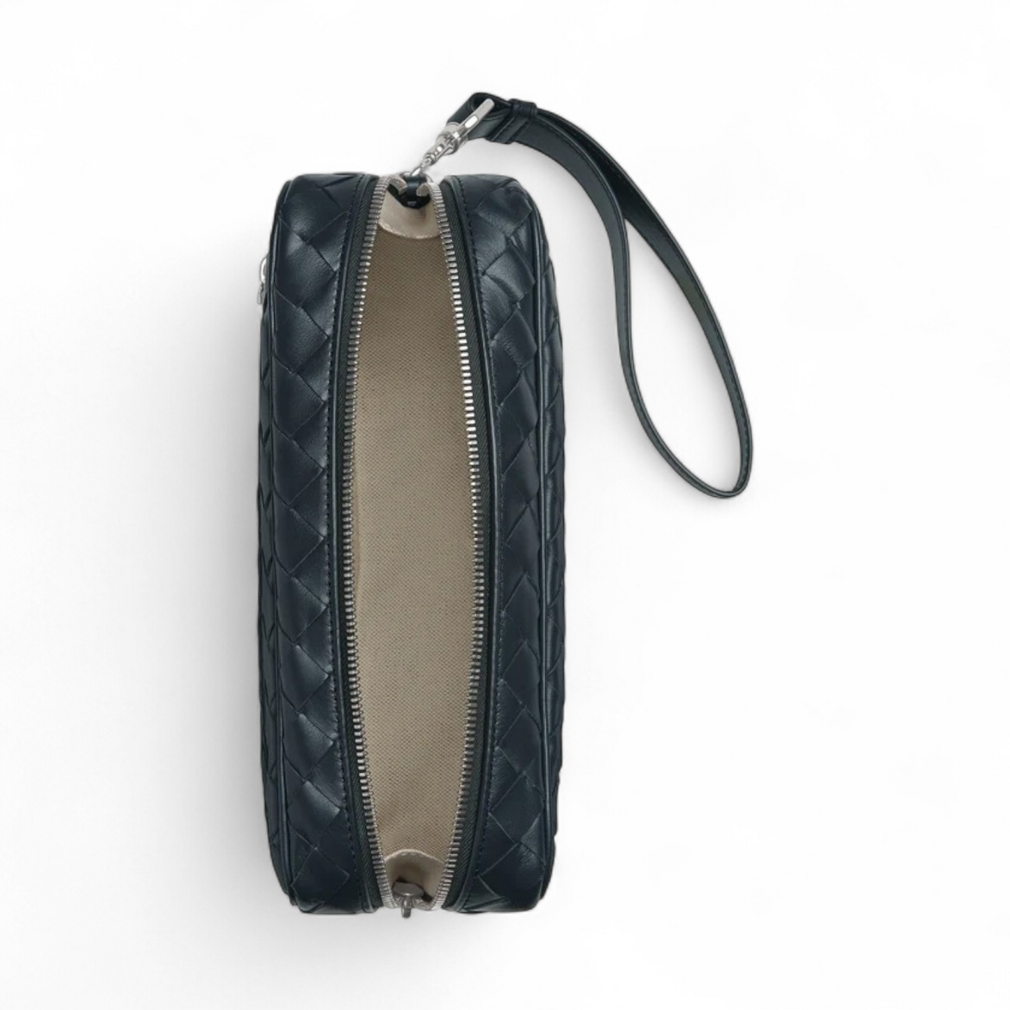 BOTTEGA VENETA INTRECCIATO SHADOW POUCH WITH WRISTLET