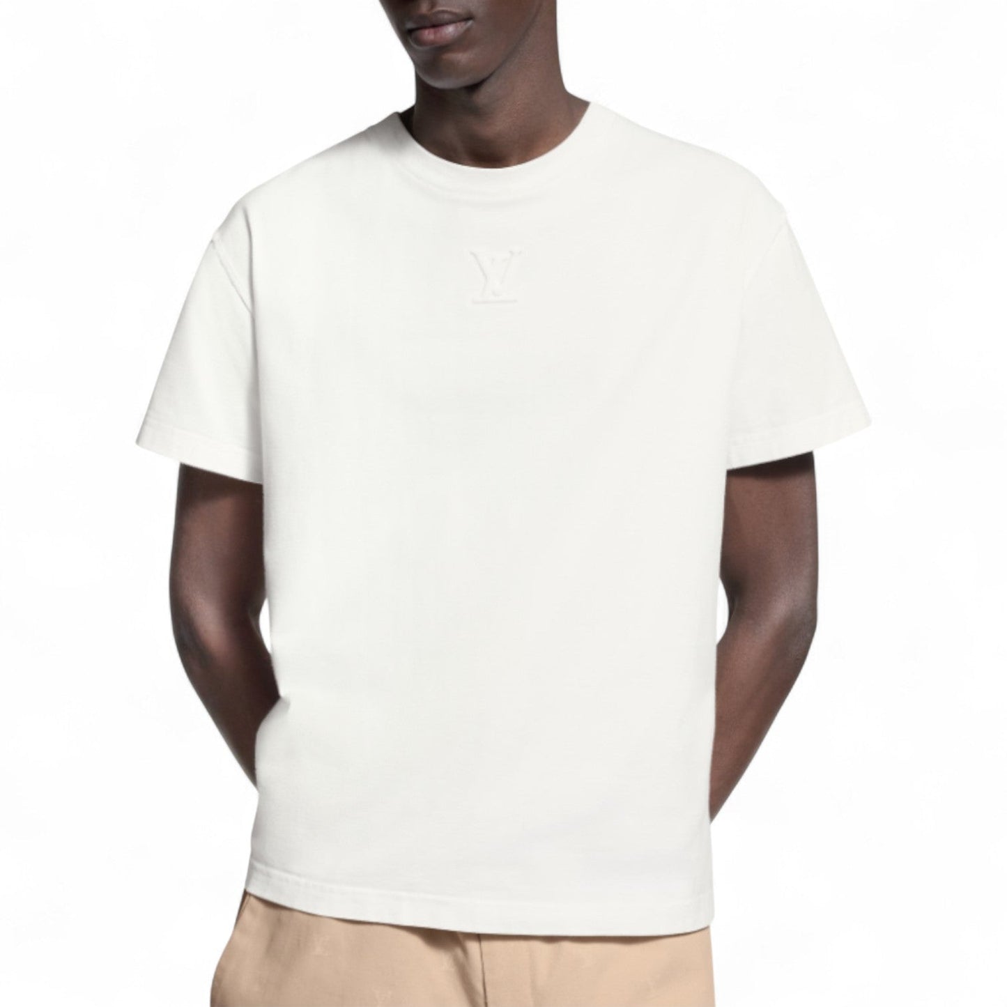 LOUIS VUITTON EMBOSSED LV COTTON WHITE T-SHIRT
