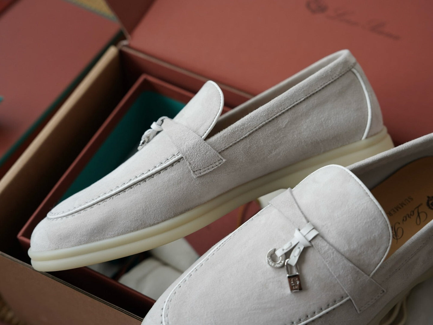 LORO PIANA GREY WOMEN LOAFER