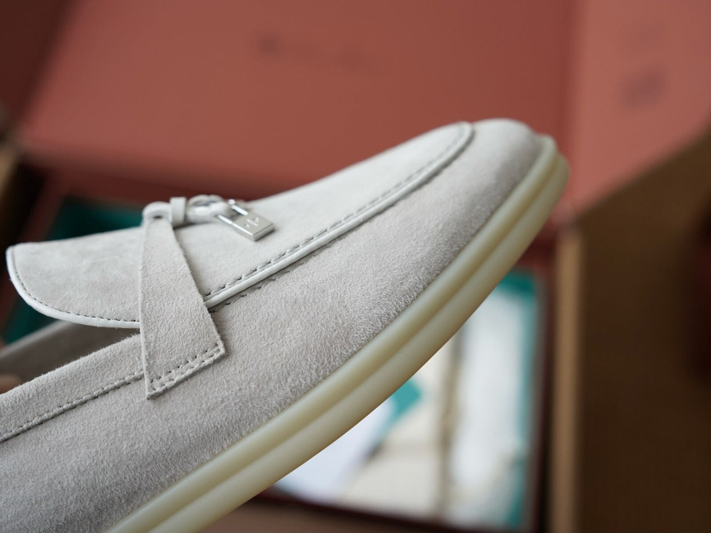 LORO PIANA GREY WOMEN LOAFER