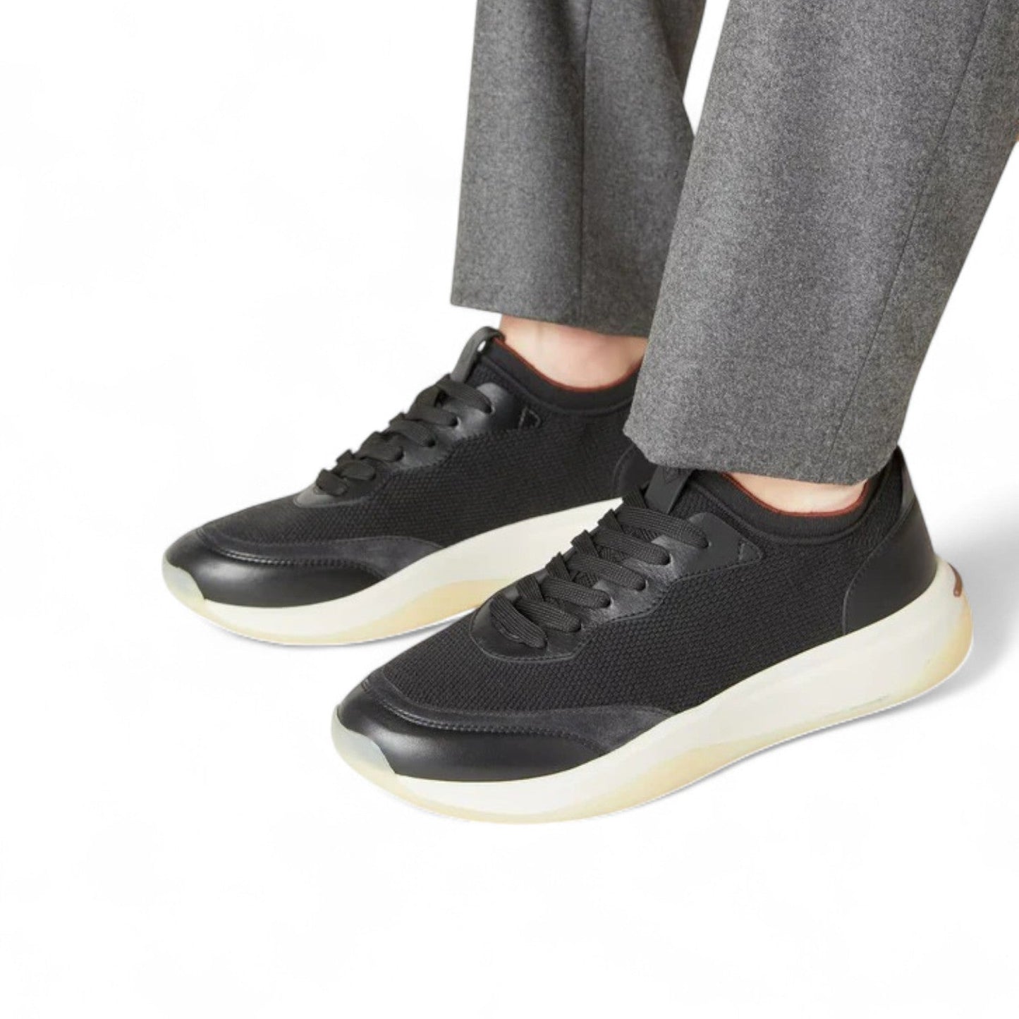 LORO PIANA 410 LP WALK KINTTED WISH WOOL BLACK SNEAKER