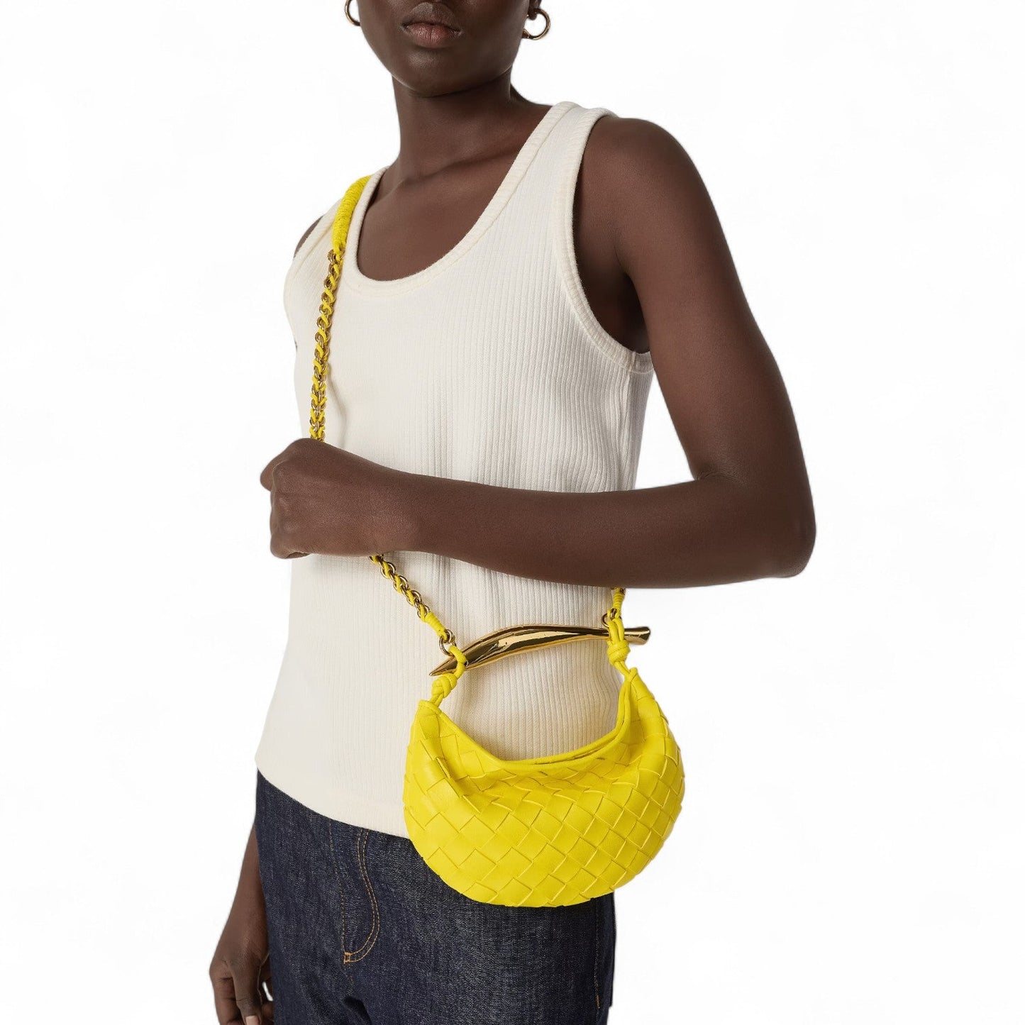 BOTTEGA VENETA BABY SARDINE CHAIN YELLOW BAG