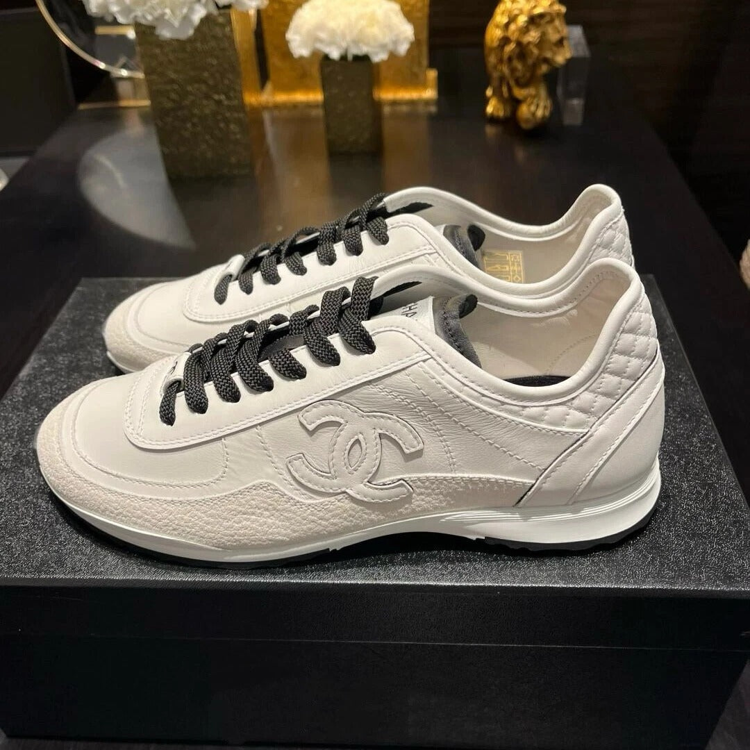 CHANEL SUEDE CALFSKIN WHITE SNEAKERS
