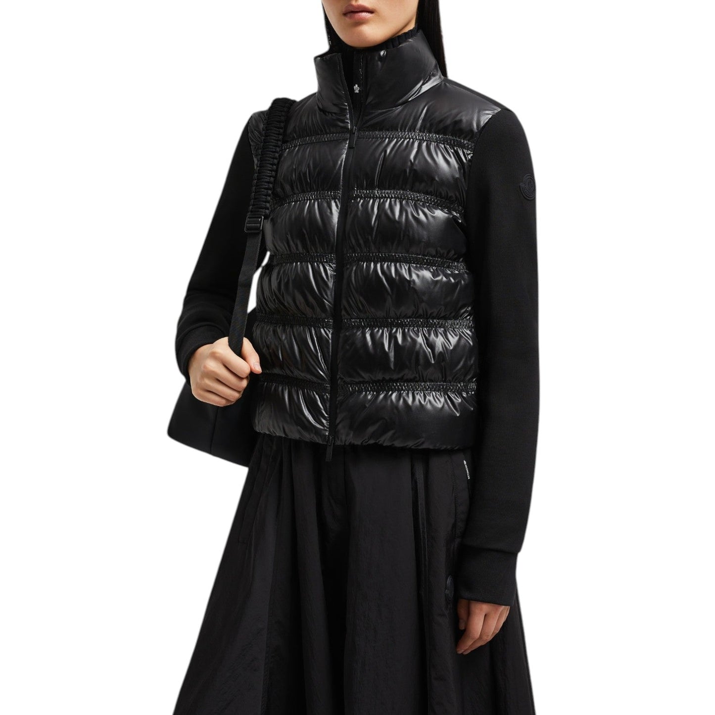 MONCLER PADDED ZIP-UP WOMEN BLACK JACKET