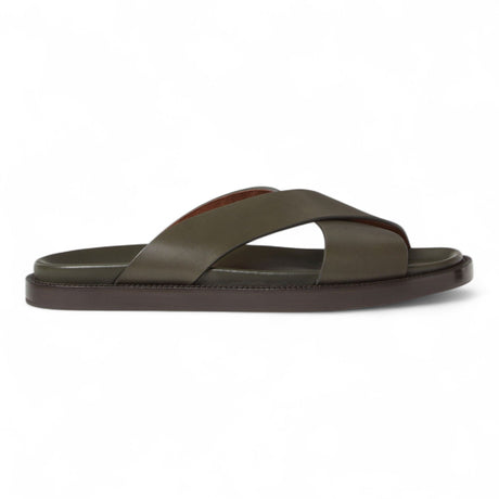 LORO PIANA CALFSKIN RIVIERA WALK MEN KHAKI SLIDE