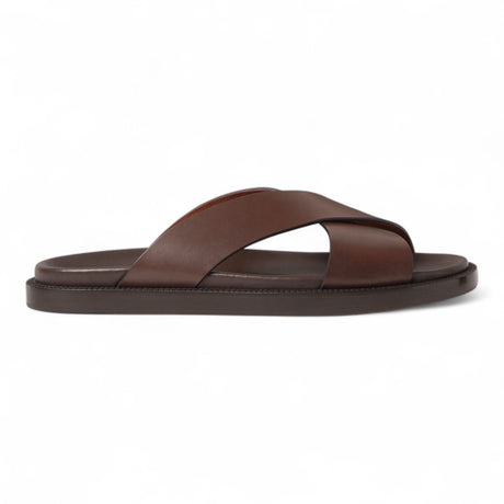 LORO PIANA CALFSKIN RIVIERA WALK MEN BROWN SLIDE