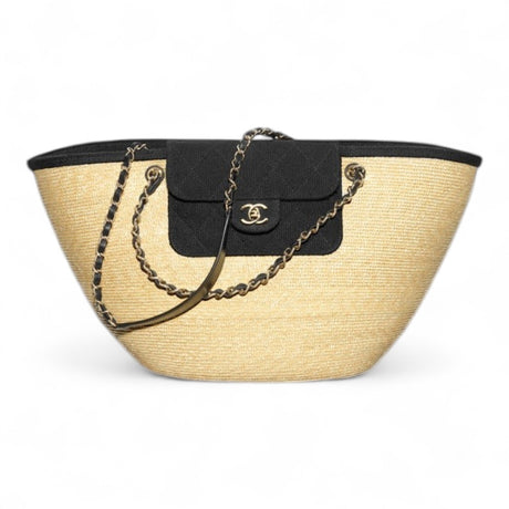 CHANEL LARGE COCO BEACH SHOPPING WOMEN BEIGE TOTE BAG