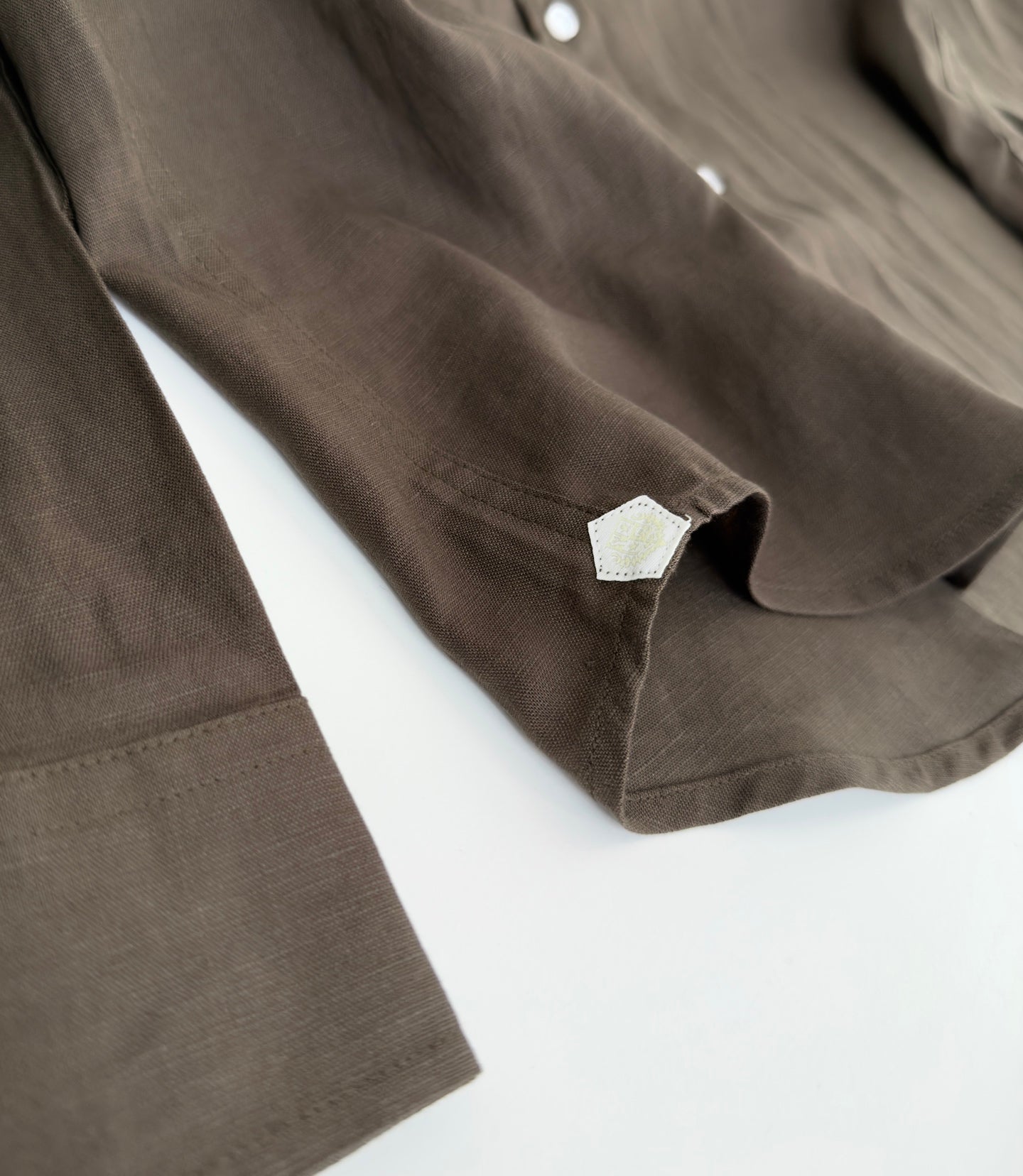 LORO PIANA MEN KHAKI LINEN SHIRT