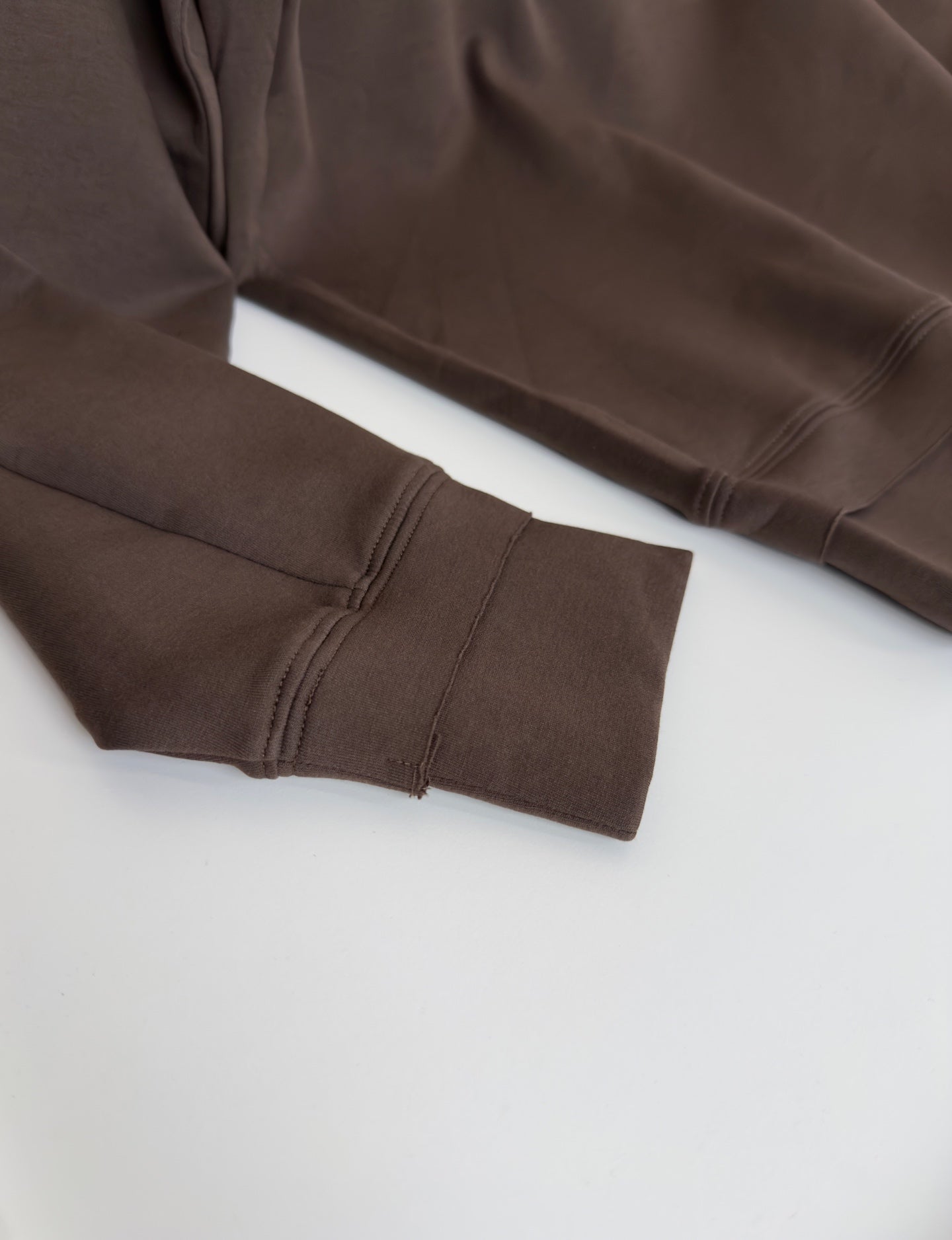 BRUNELLO CUCINELLI MINIMALIST STRUCTURAL GEOMETRIC CUTTING CHOCOLATE BROWN SWEATSHIRT