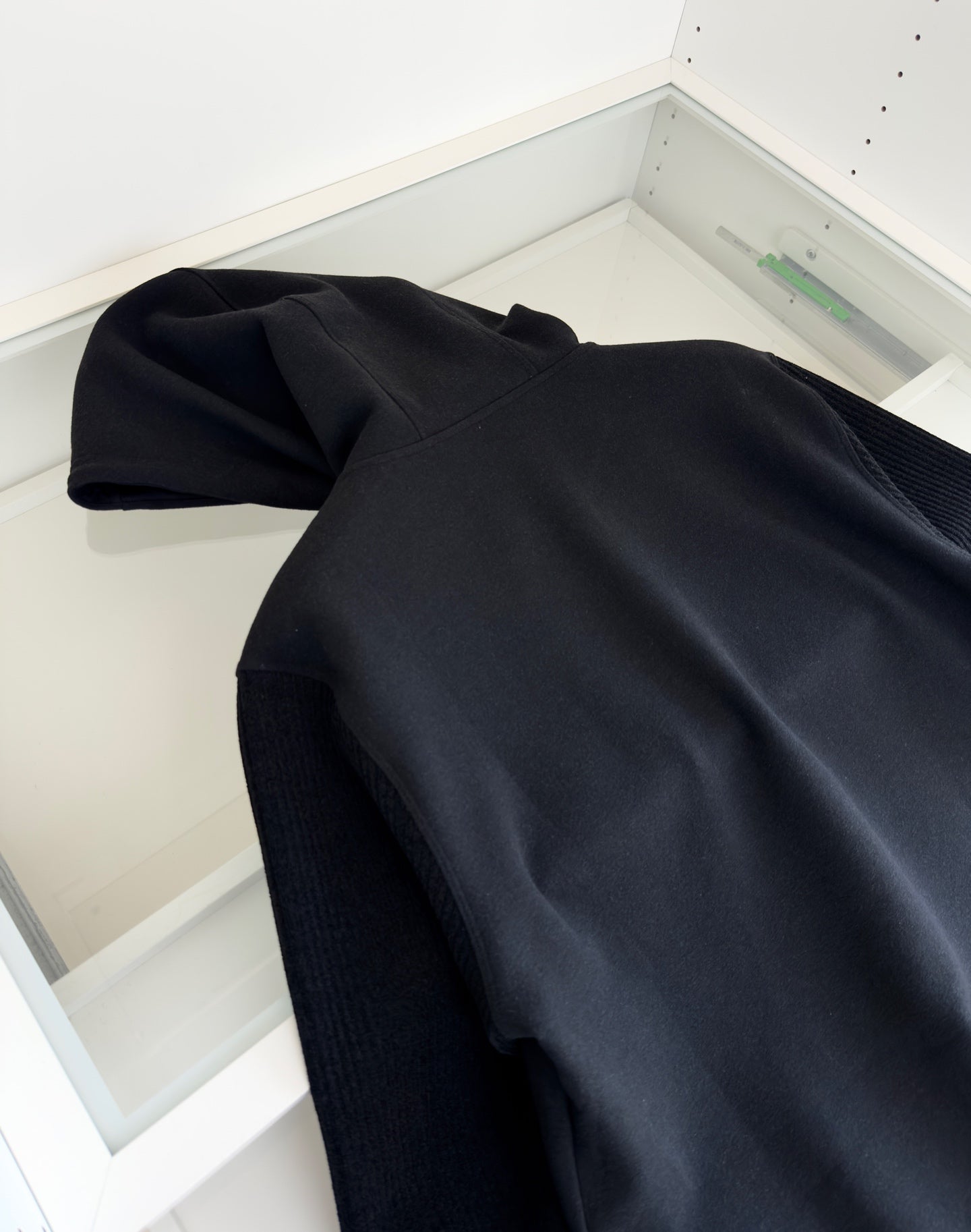 LOEWE WOOL BLEND PATCHWORK BLACK HOODIE