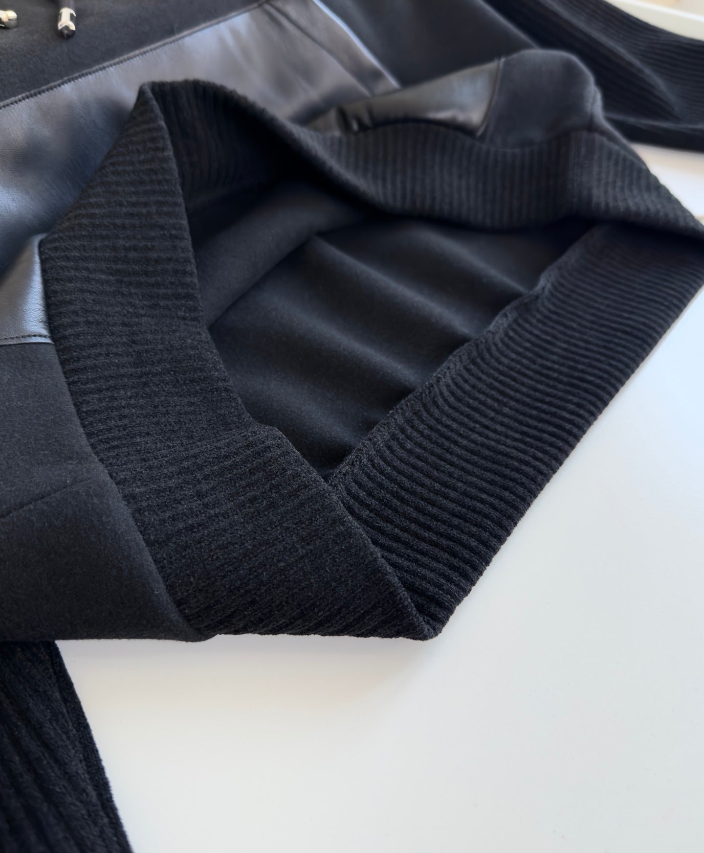 LOEWE WOOL BLEND PATCHWORK BLACK HOODIE