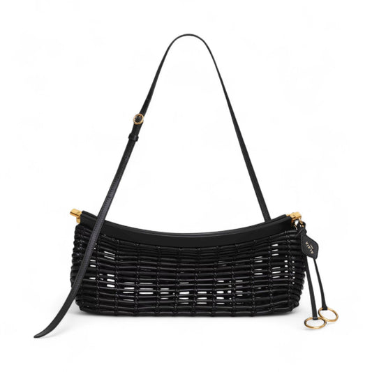 ALAÏA LE CLICK EAST WEST MEDIUM IN BRAIDED CALFSKIN BLACK BAG